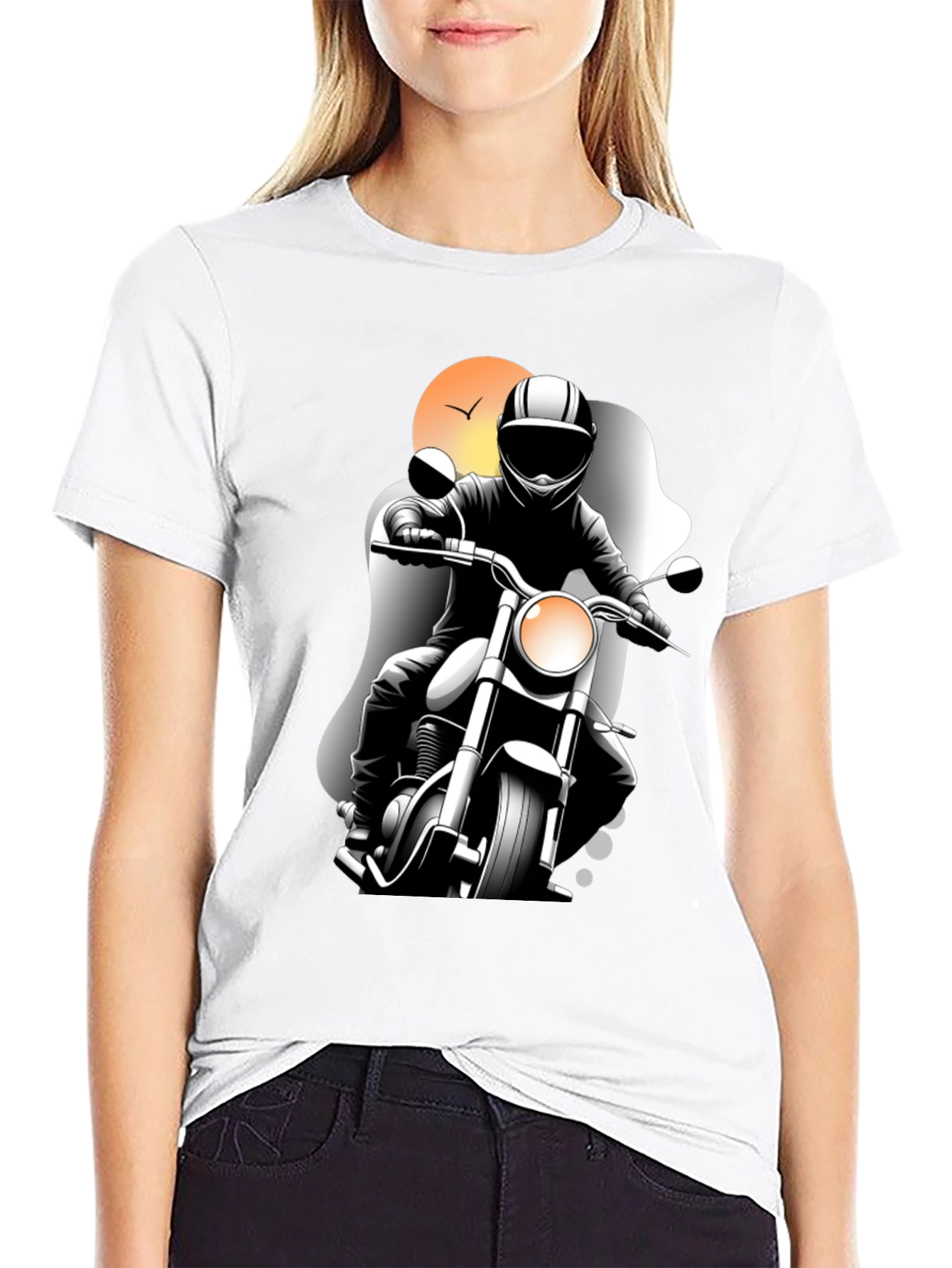 Motorcycle Rider Graphic Tee - Black