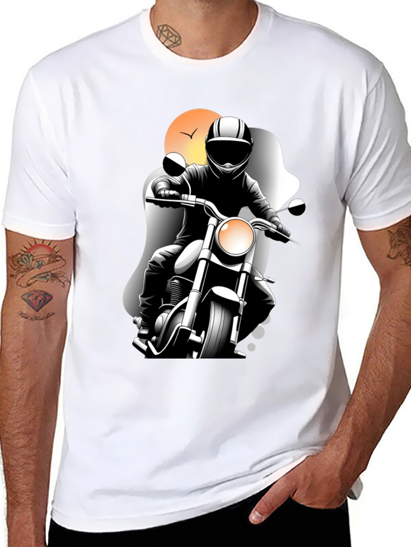 Motorcycle Rider Graphic Tee - Black