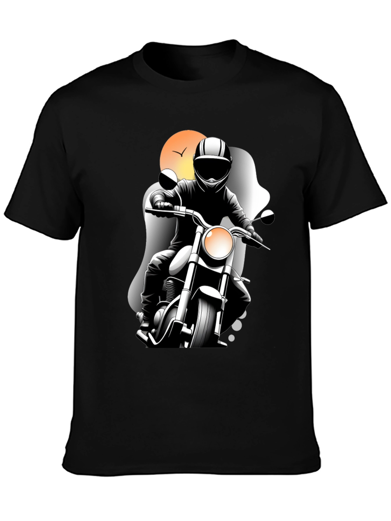 Motorcycle Rider Graphic Tee - Black