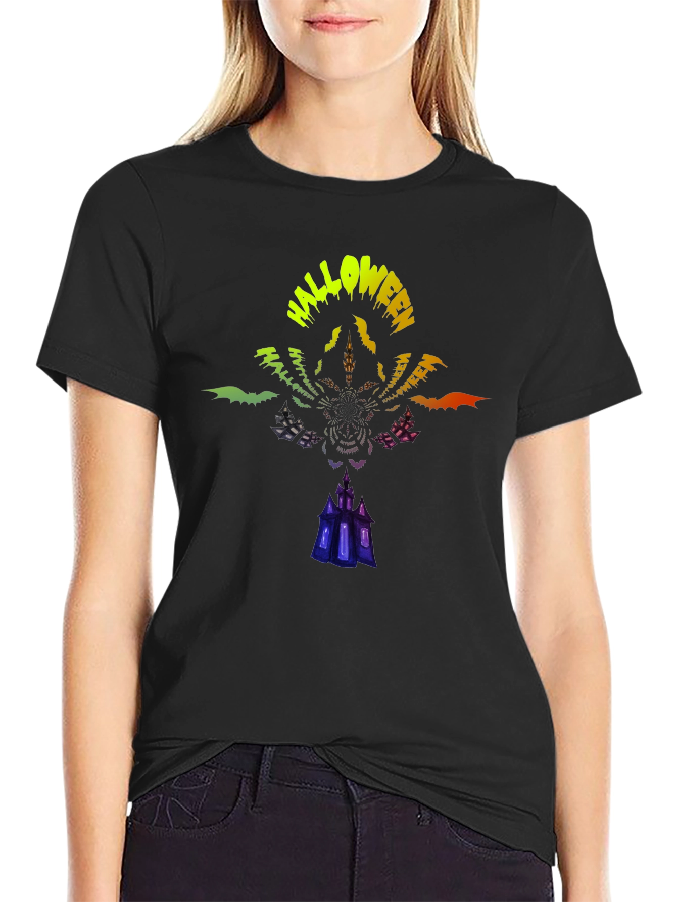 Halloween Graphic Print Black T-Shirt