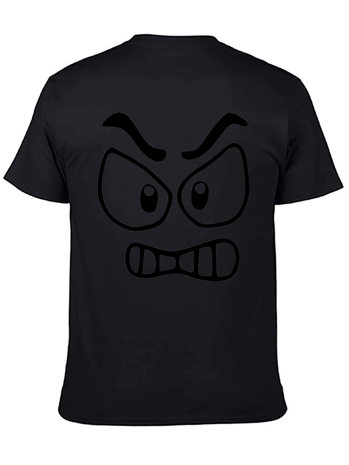 Angry Face Graphic T-Shirt - Black Crew Neck