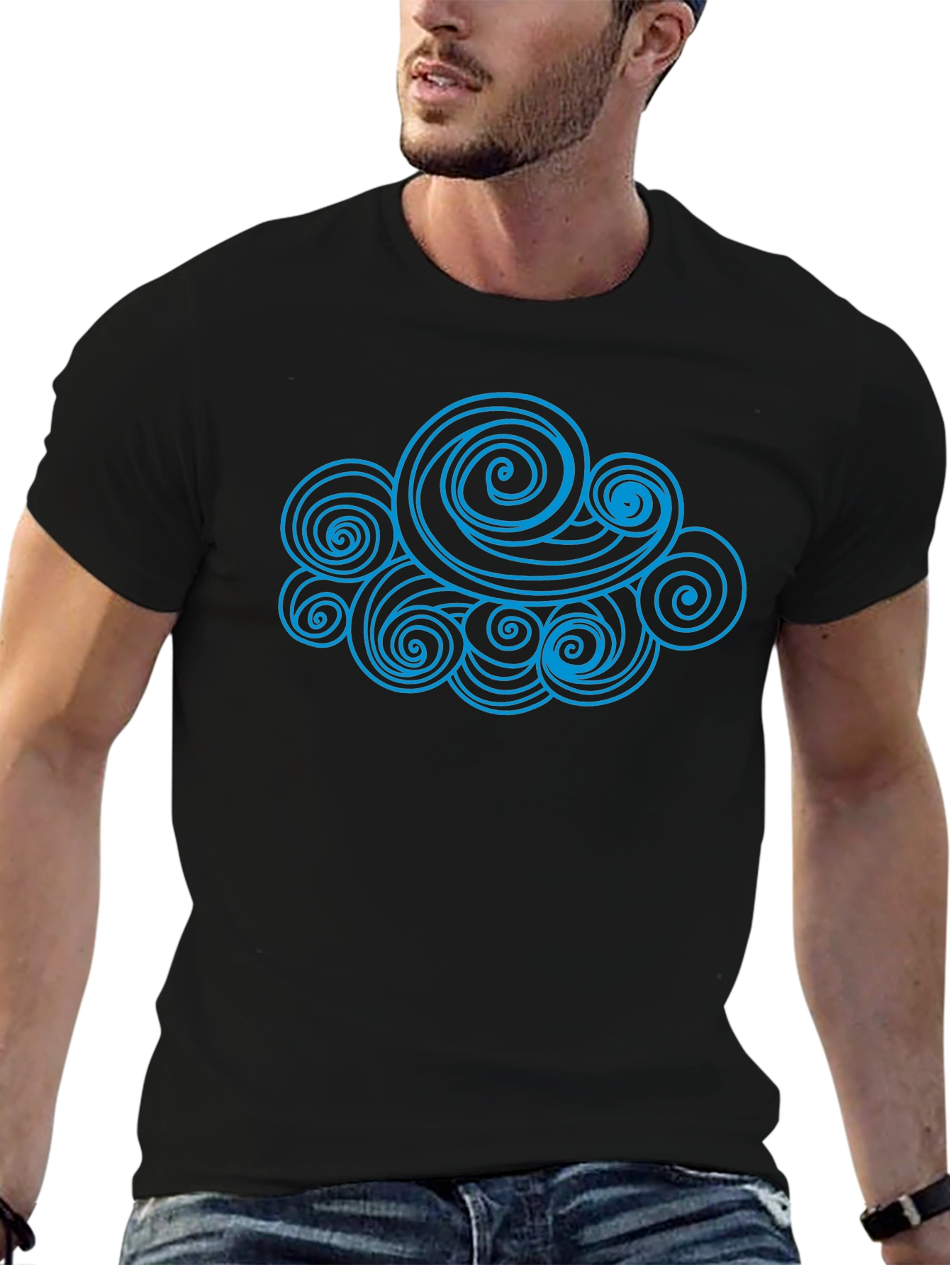 Swirl Cloud Graphic Tee - Modern Design