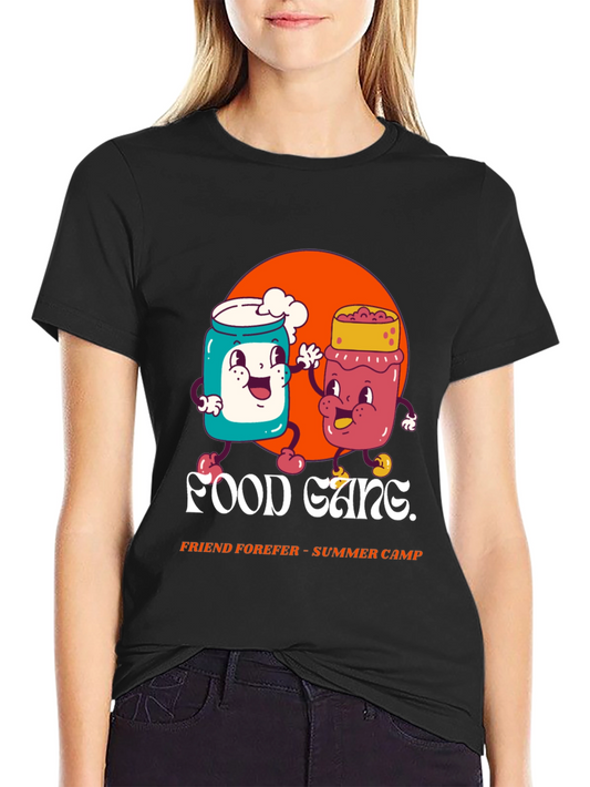 Food Gang Black Graphic Tee - Summer Camp Friend Forever