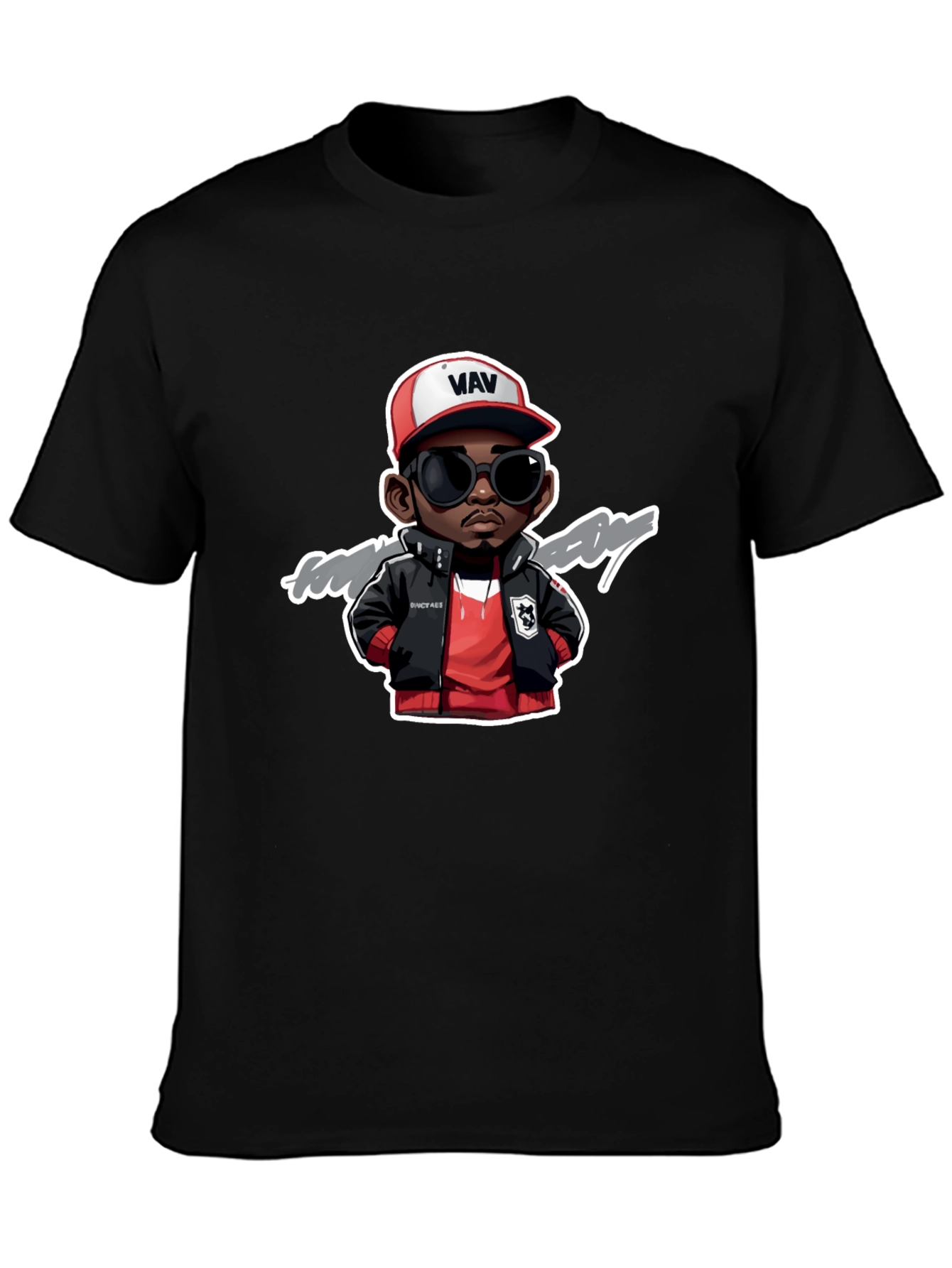 Cartoon Character Graphic Print Black Tee