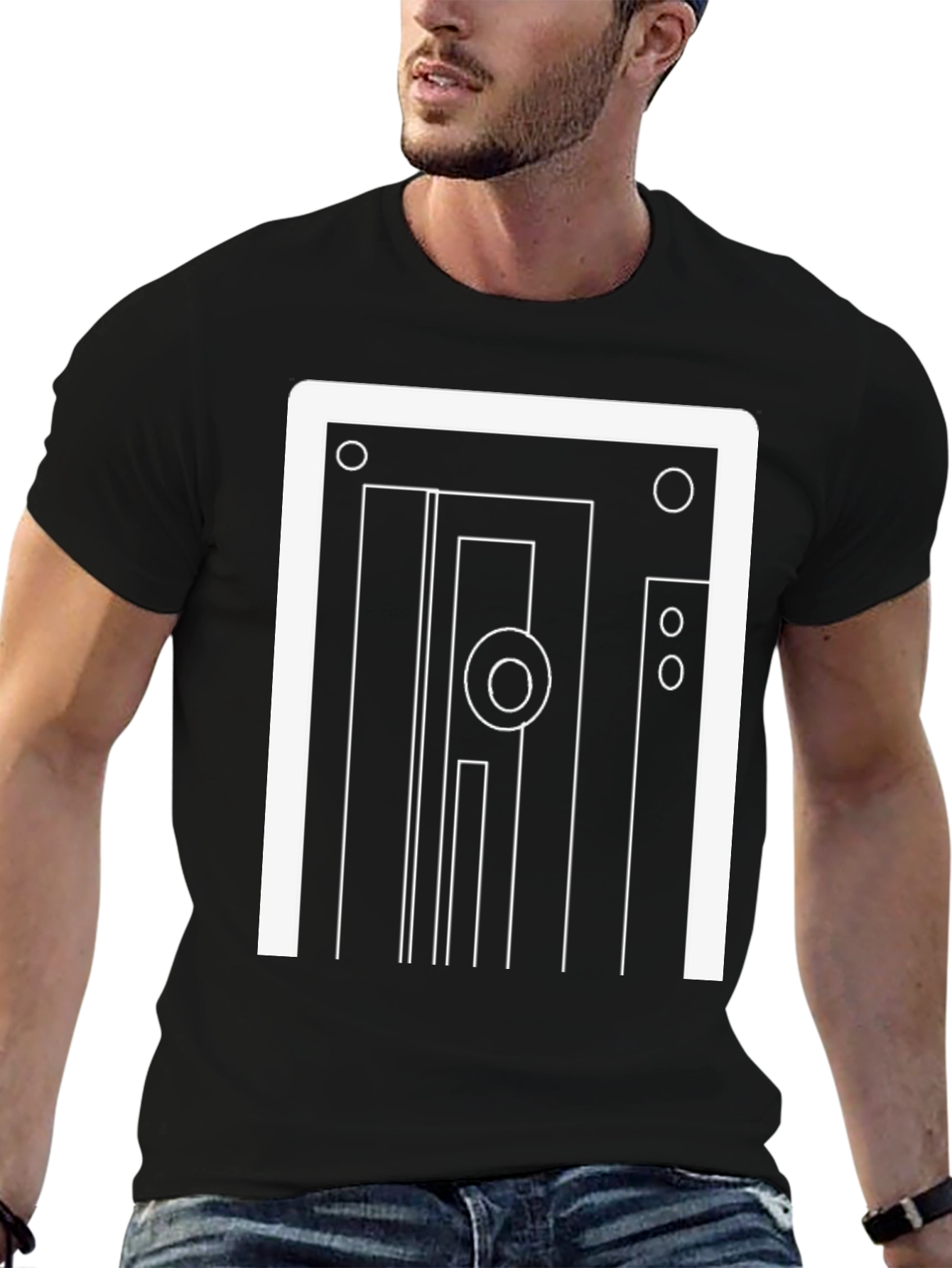 Abstract Graphic Print Black Crew Neck T-Shirt