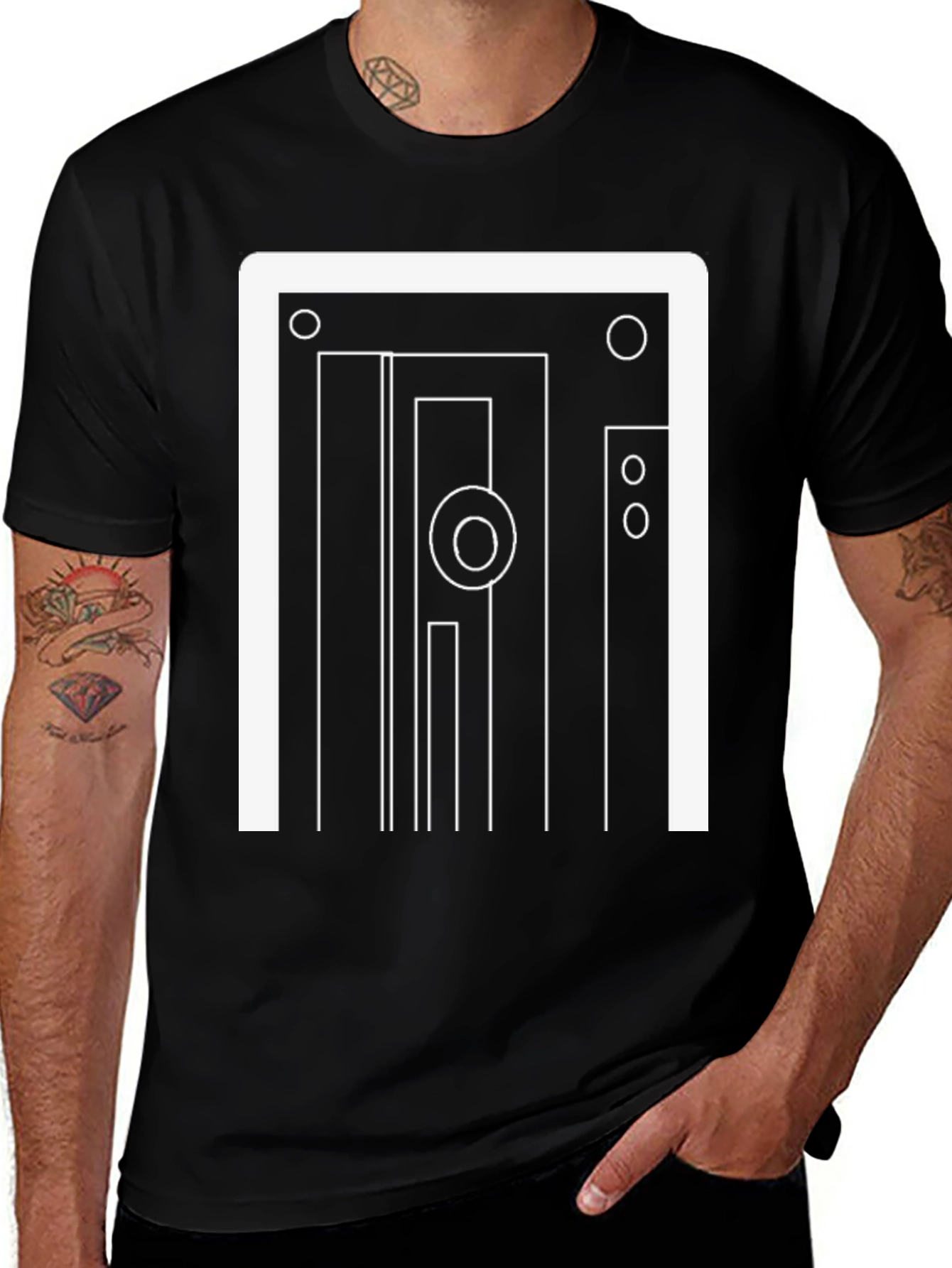 Abstract Graphic Print Black Crew Neck T-Shirt
