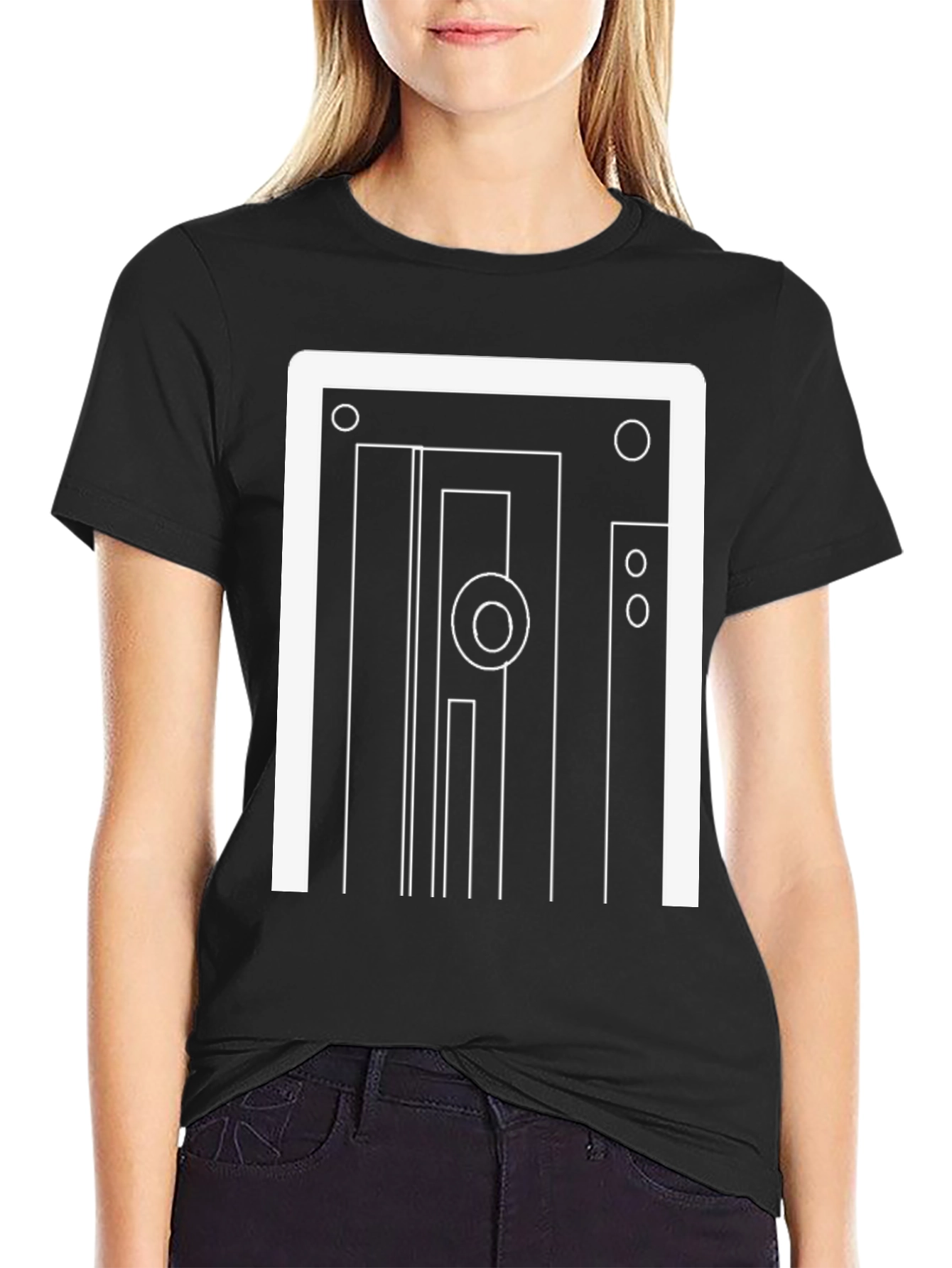 Abstract Graphic Print Black Crew Neck T-Shirt