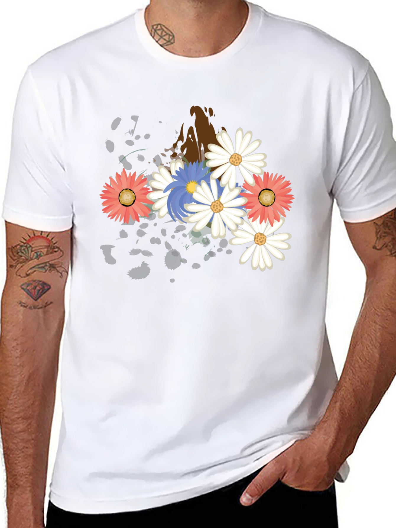 Floral Burst Graphic T-Shirt - Black