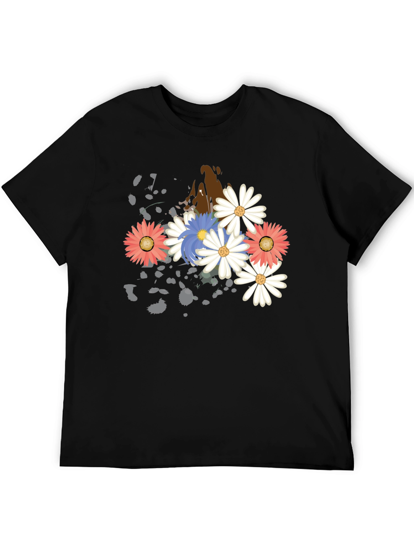 Floral Burst Graphic T-Shirt - Black