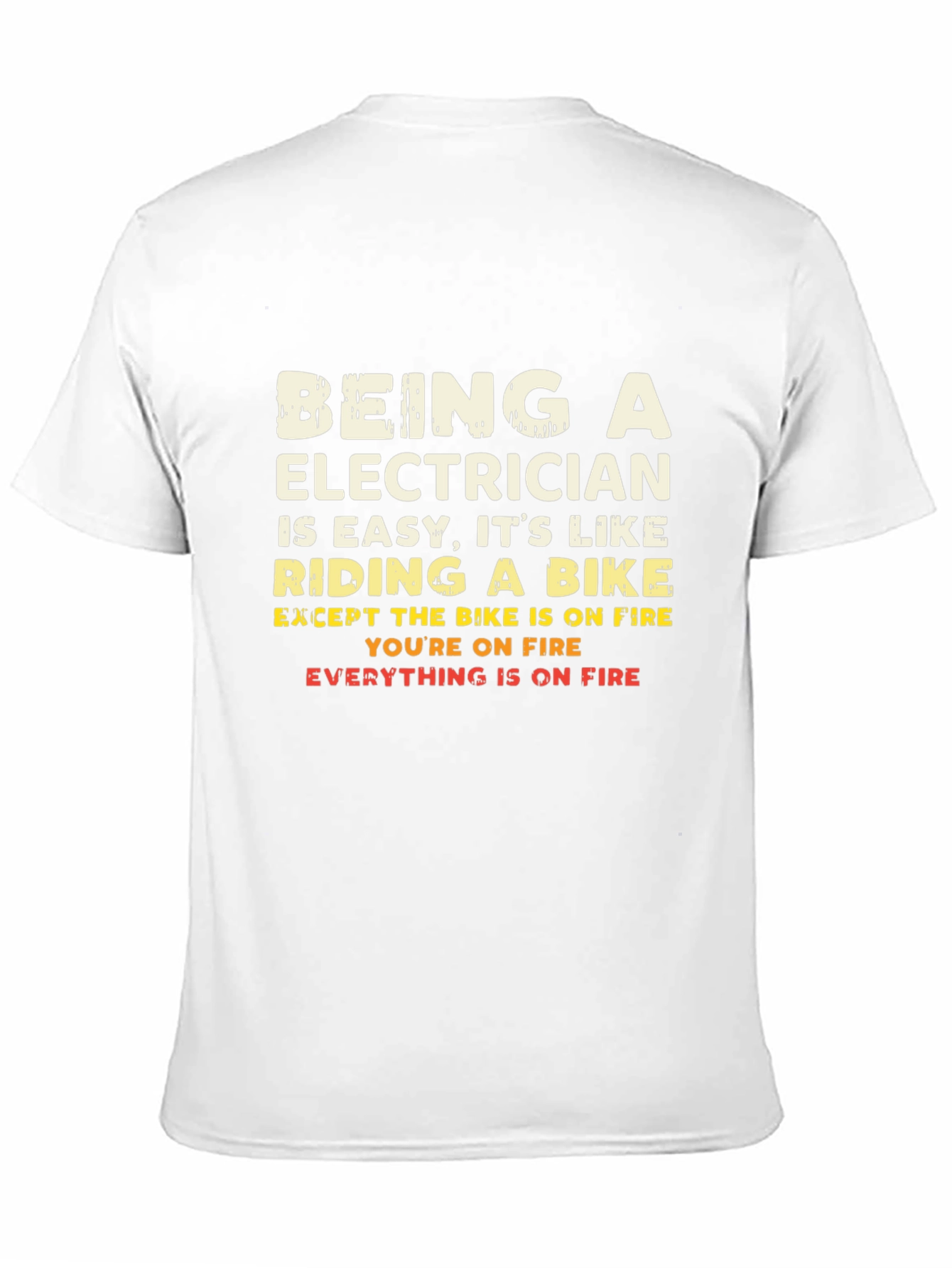 Electricians Joke T-Shirt: Riding a Bike on Fire Tee