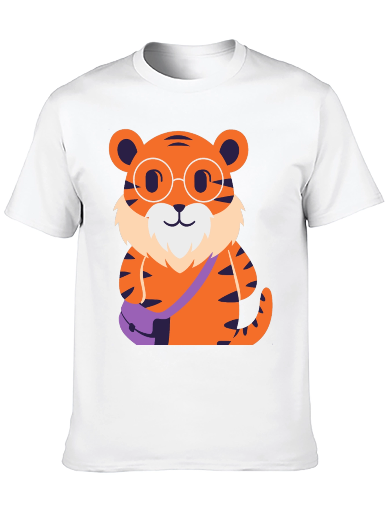Nerdy Tiger Graphic Tee - Black Cotton T-Shirt