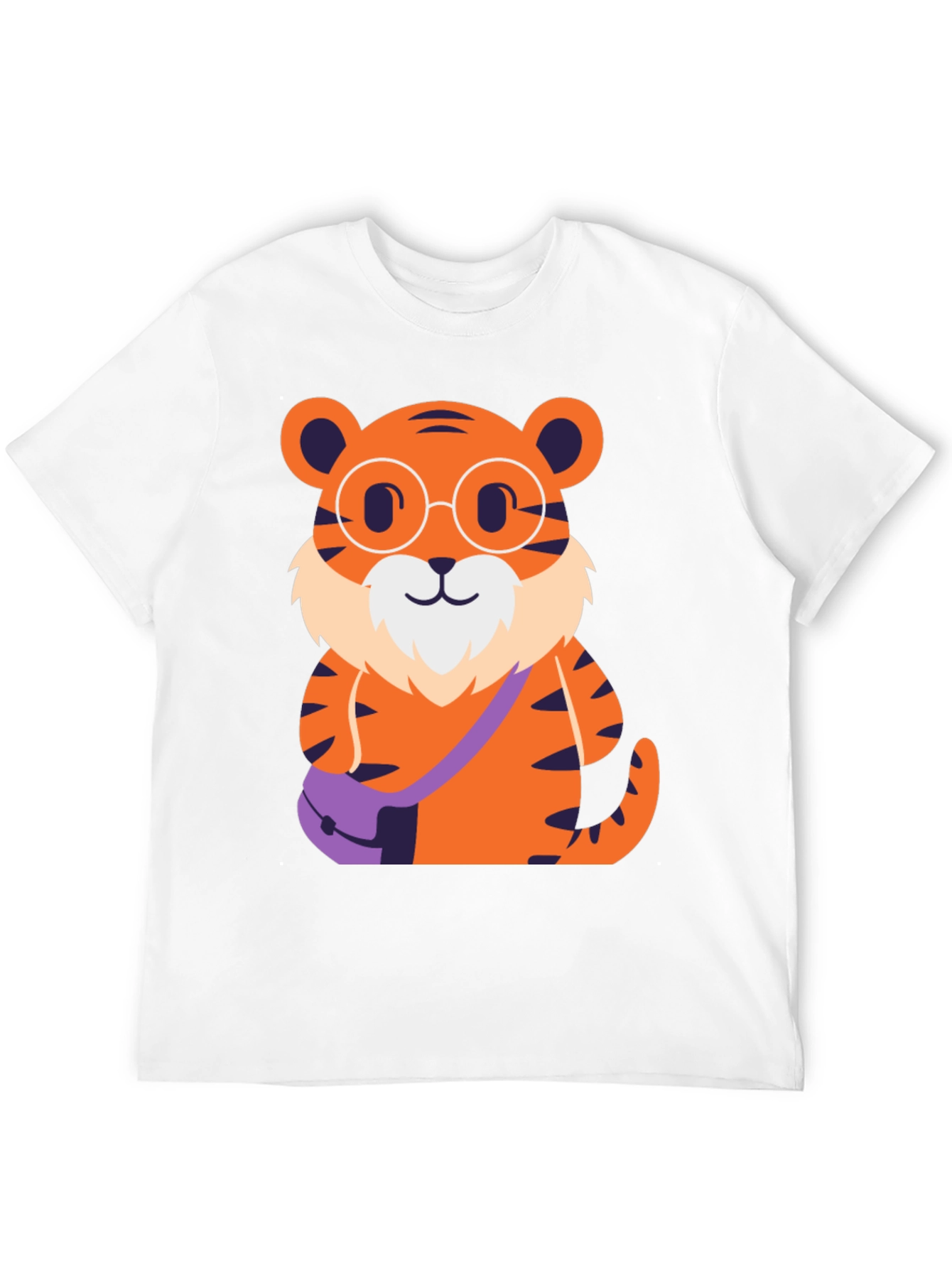Nerdy Tiger Graphic Tee - Black Cotton T-Shirt