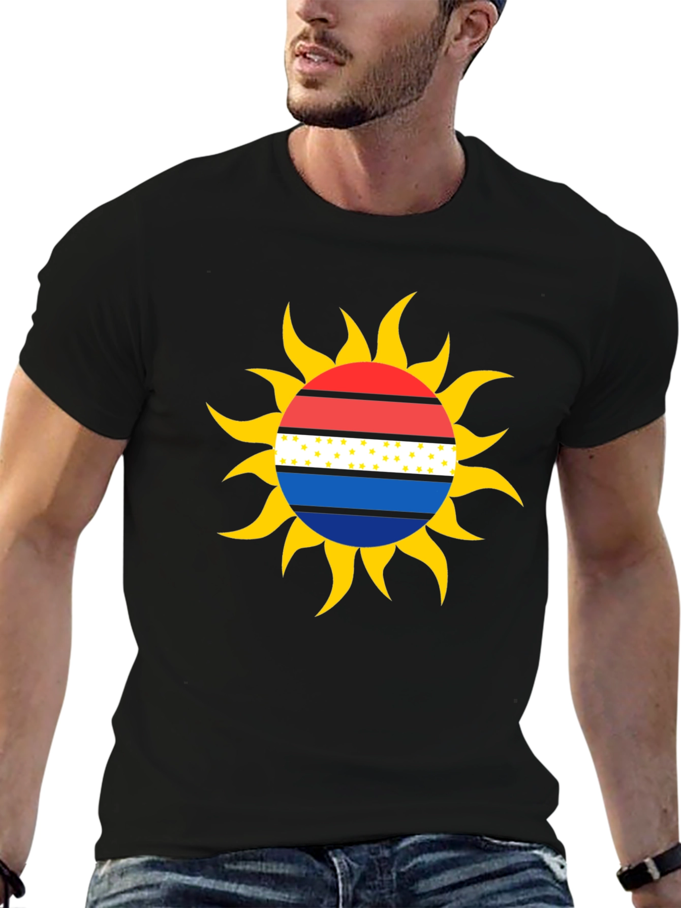 Graphic Sun Tee - Stylish Black T-Shirt