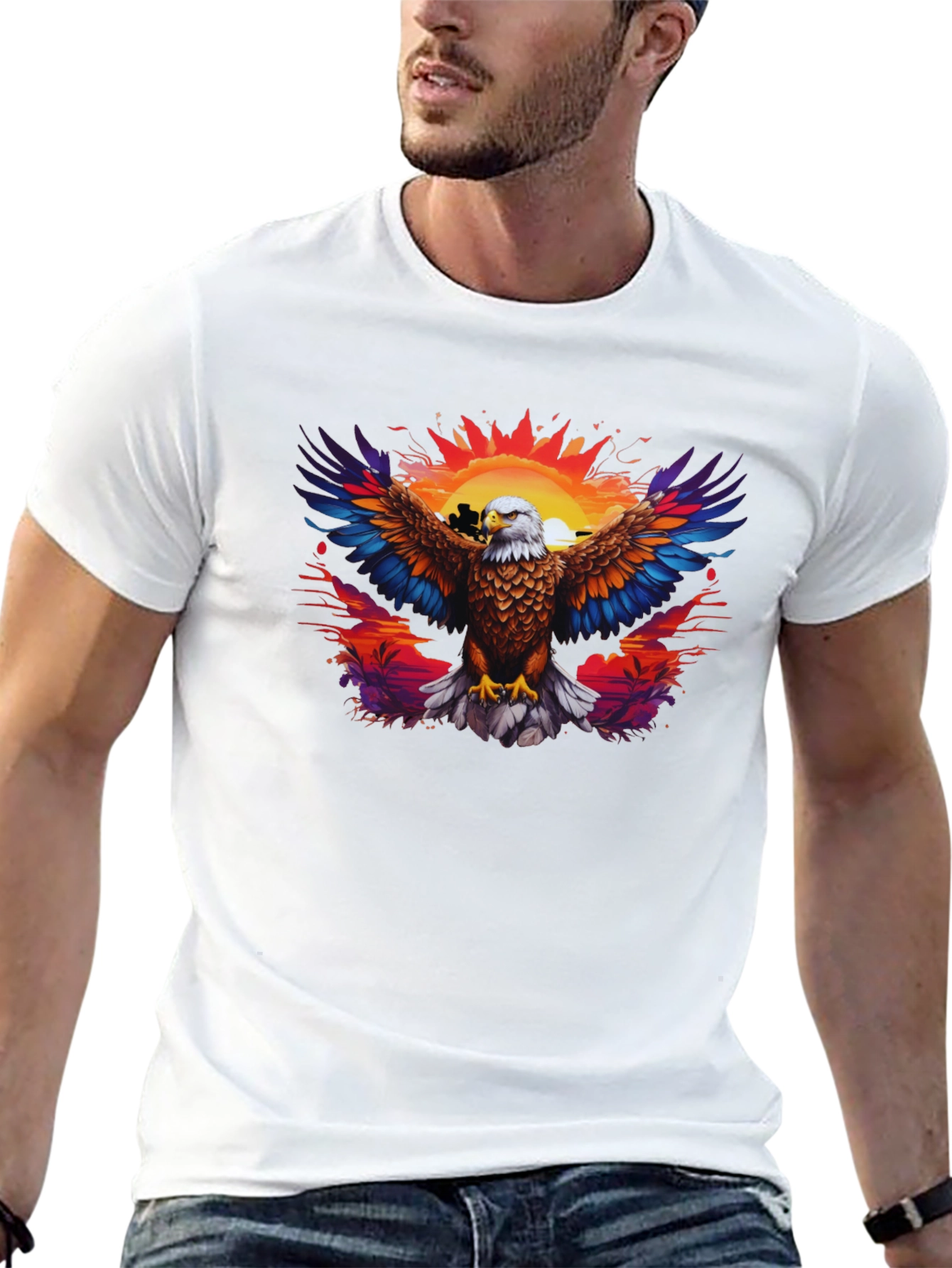 Eagle Sunset Graphic Black T-Shirt