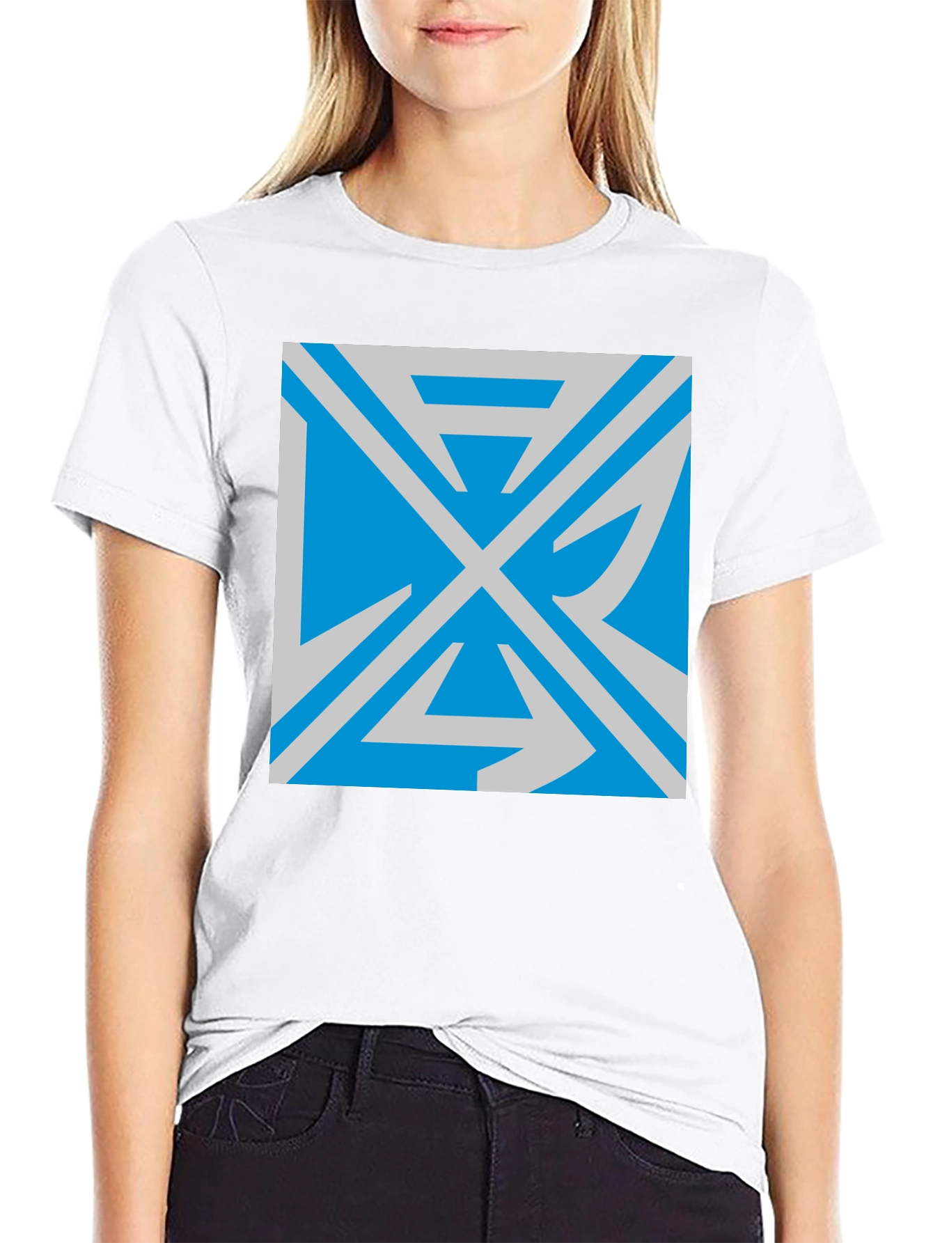 Geometric Graphic Print Black T-Shirt