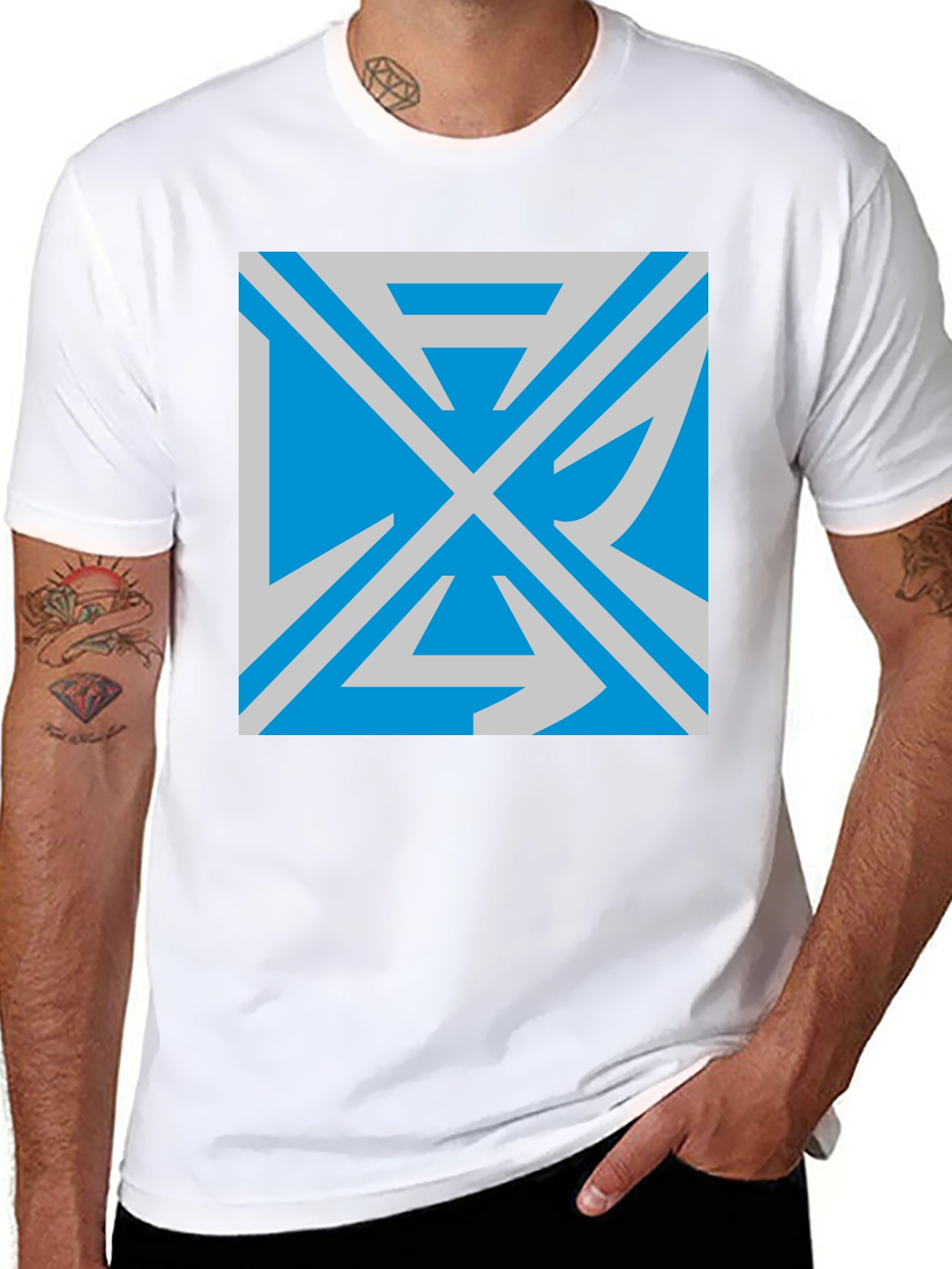 Geometric Graphic Print Black T-Shirt