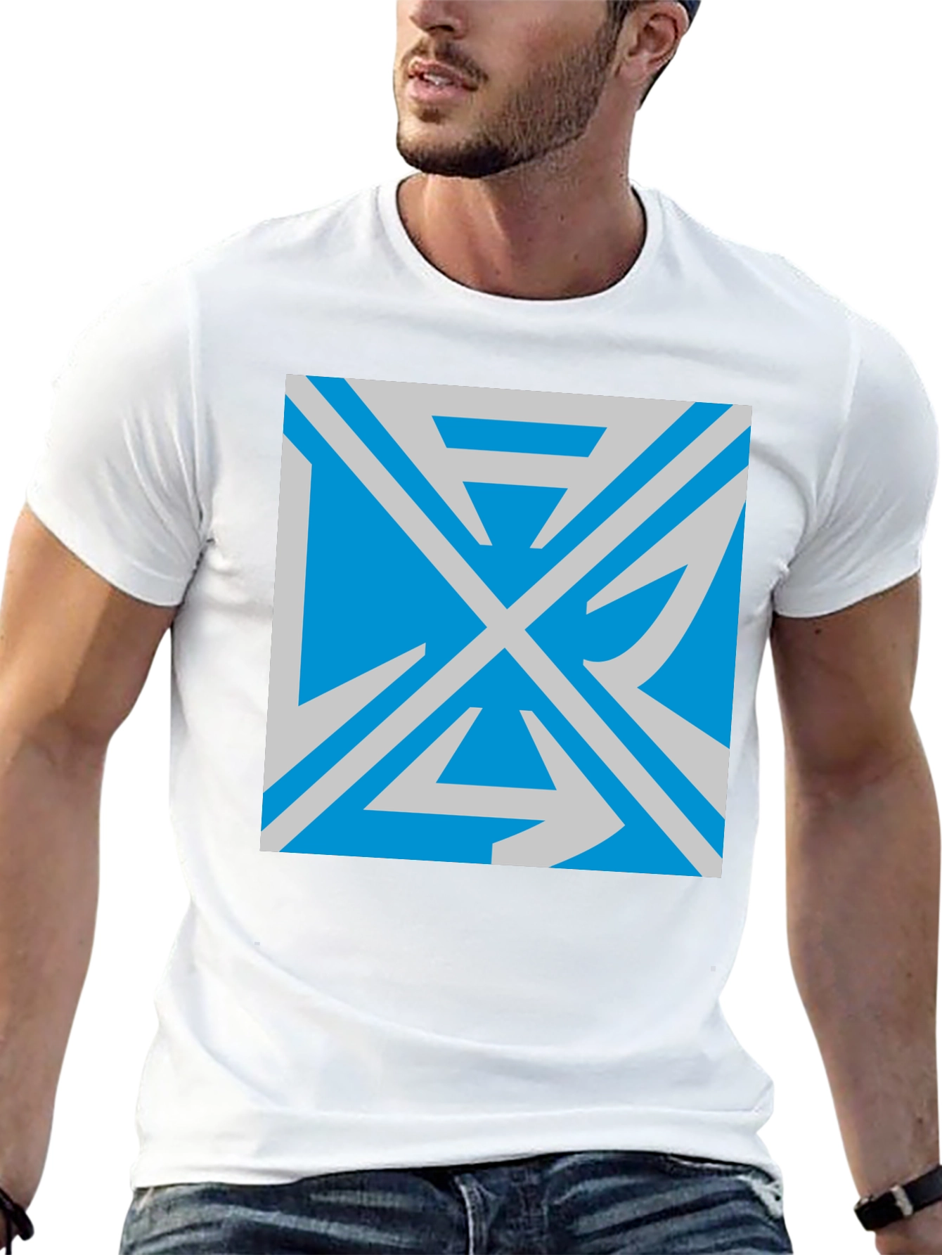 Geometric Graphic Print Black T-Shirt