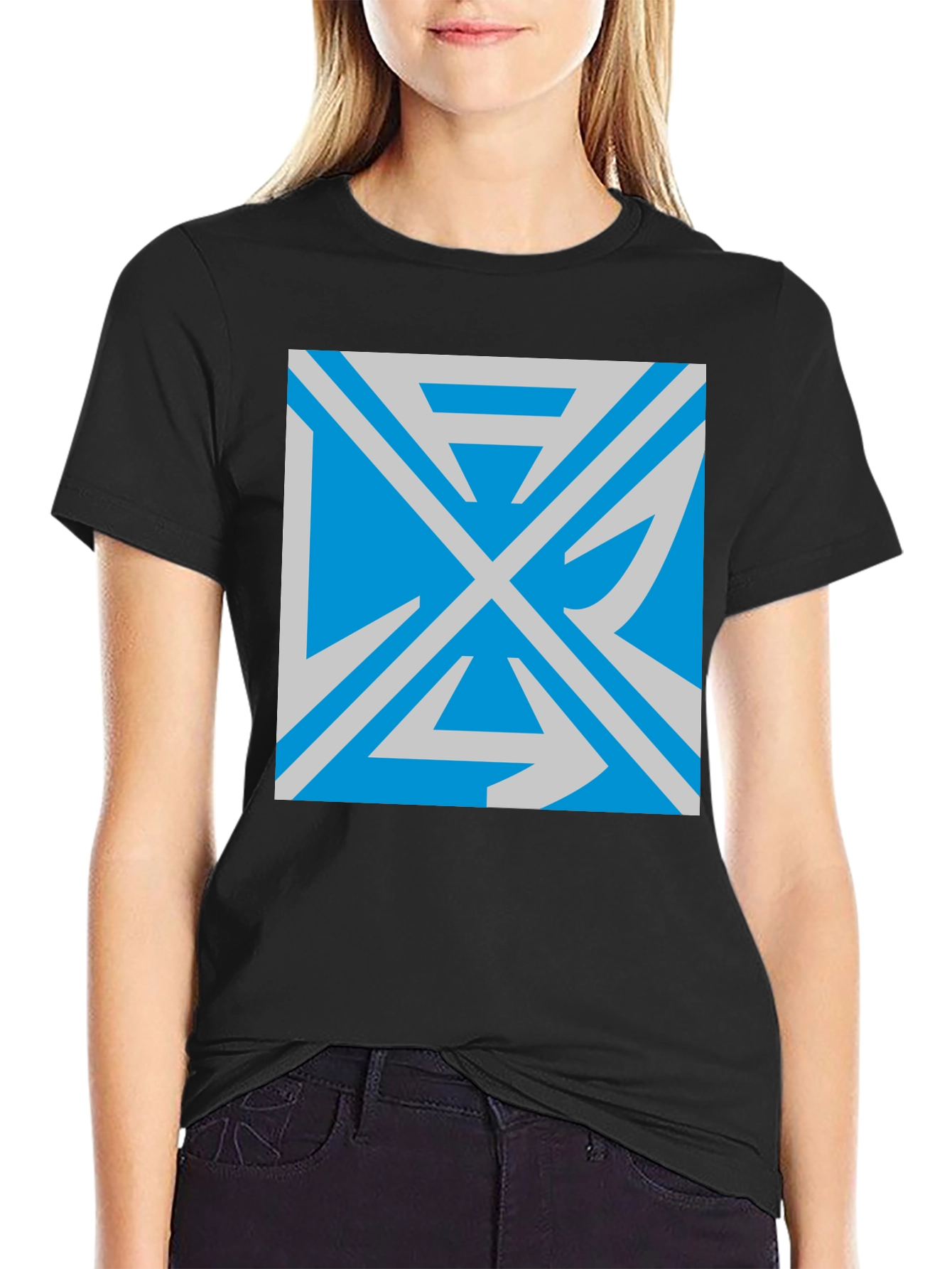 Geometric Graphic Print Black T-Shirt