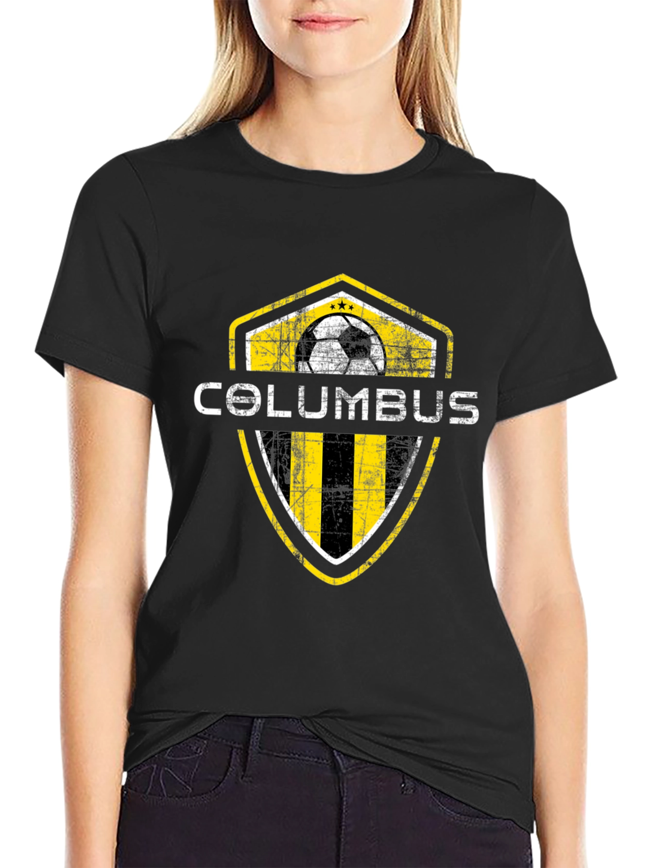 Columbus Soccer Shield T-Shirt - Black
