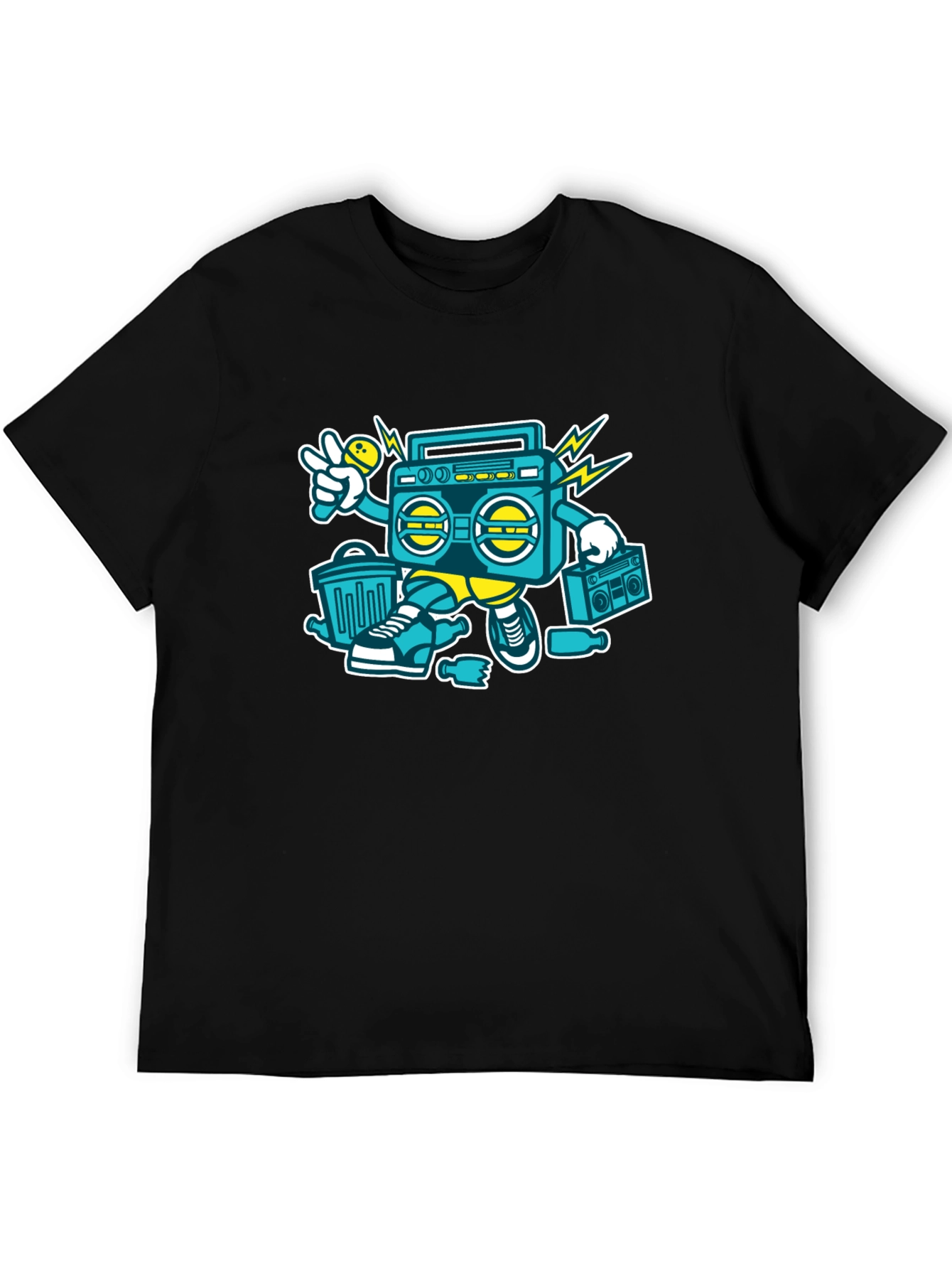 Retro Boombox Graphic Tee - Cool Hip Hop Style