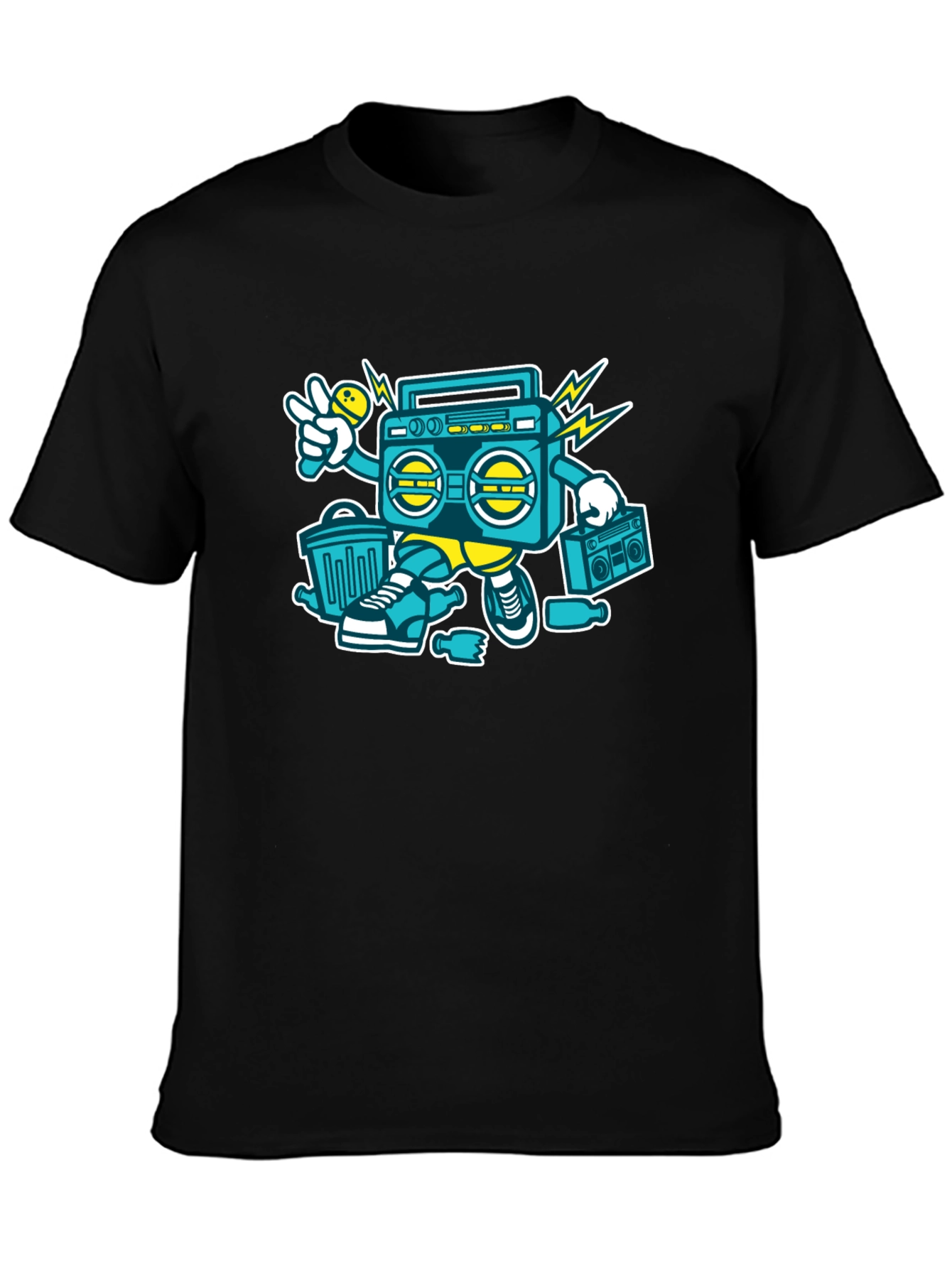 Retro Boombox Graphic Tee - Cool Hip Hop Style
