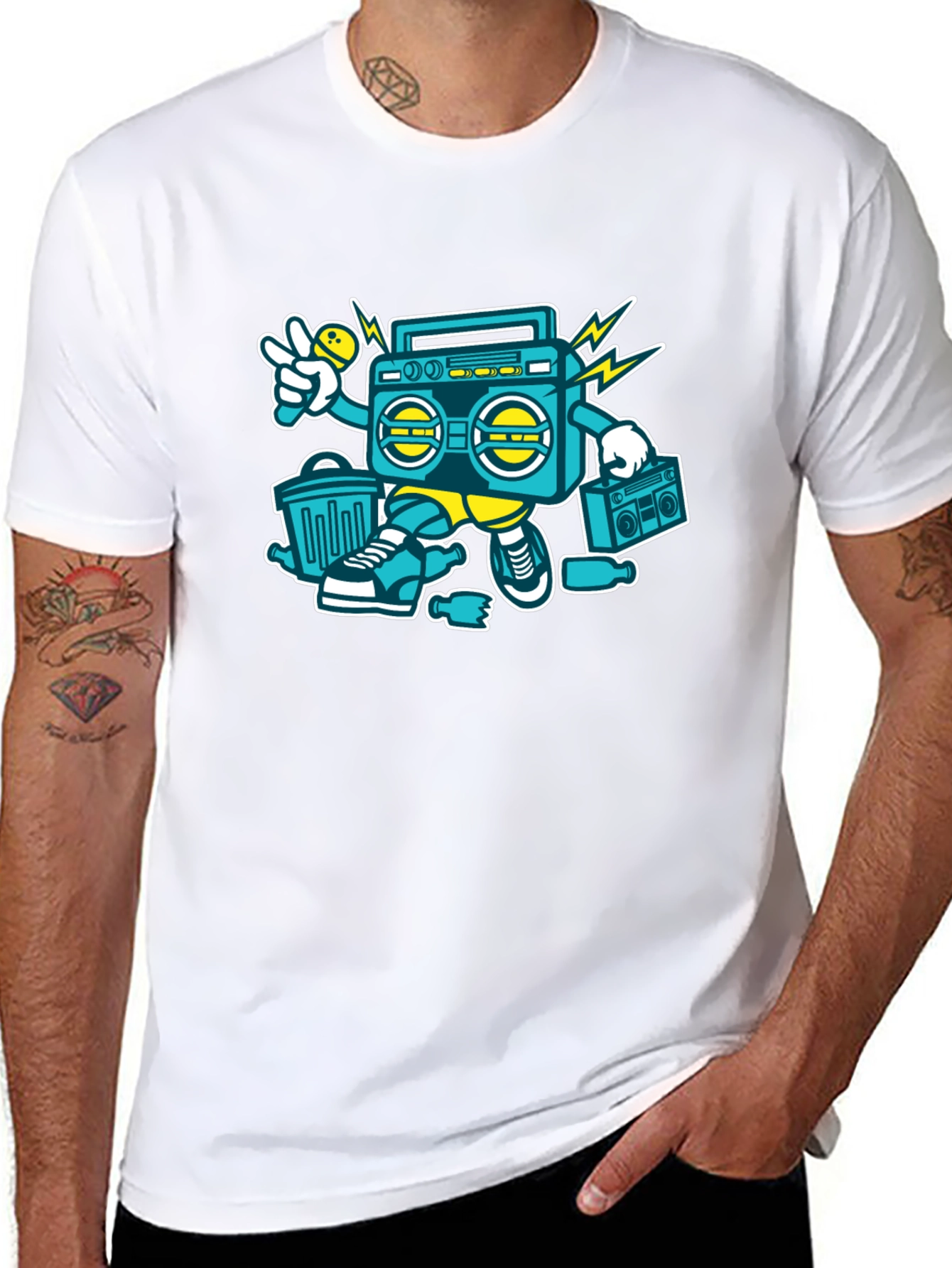 Retro Boombox Graphic Tee - Cool Hip Hop Style
