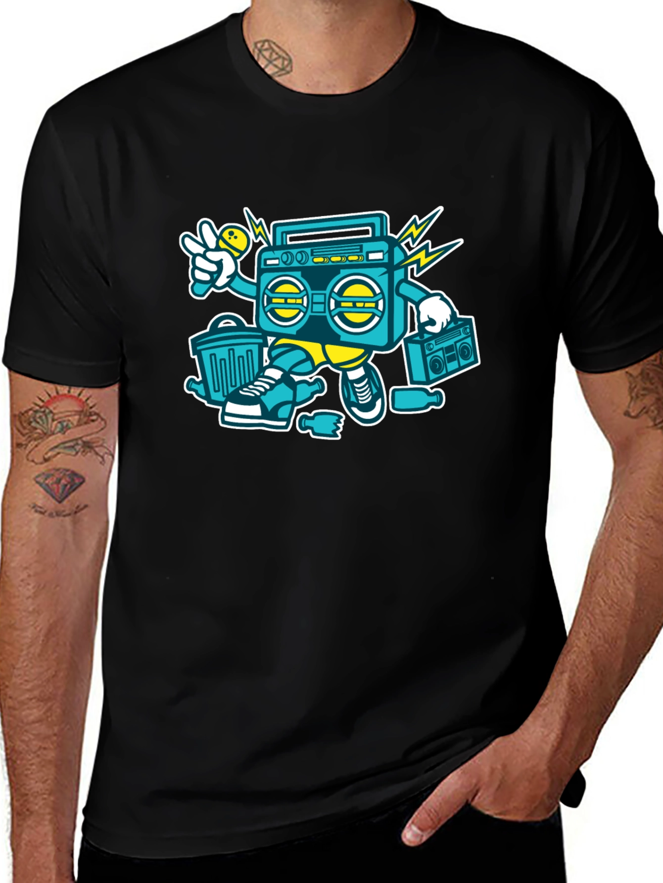 Retro Boombox Graphic Tee - Cool Hip Hop Style