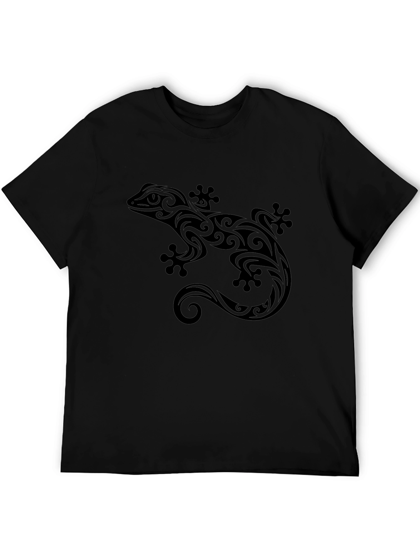 Tribal Gecko Graphic Tee - Stylish Black T-Shirt