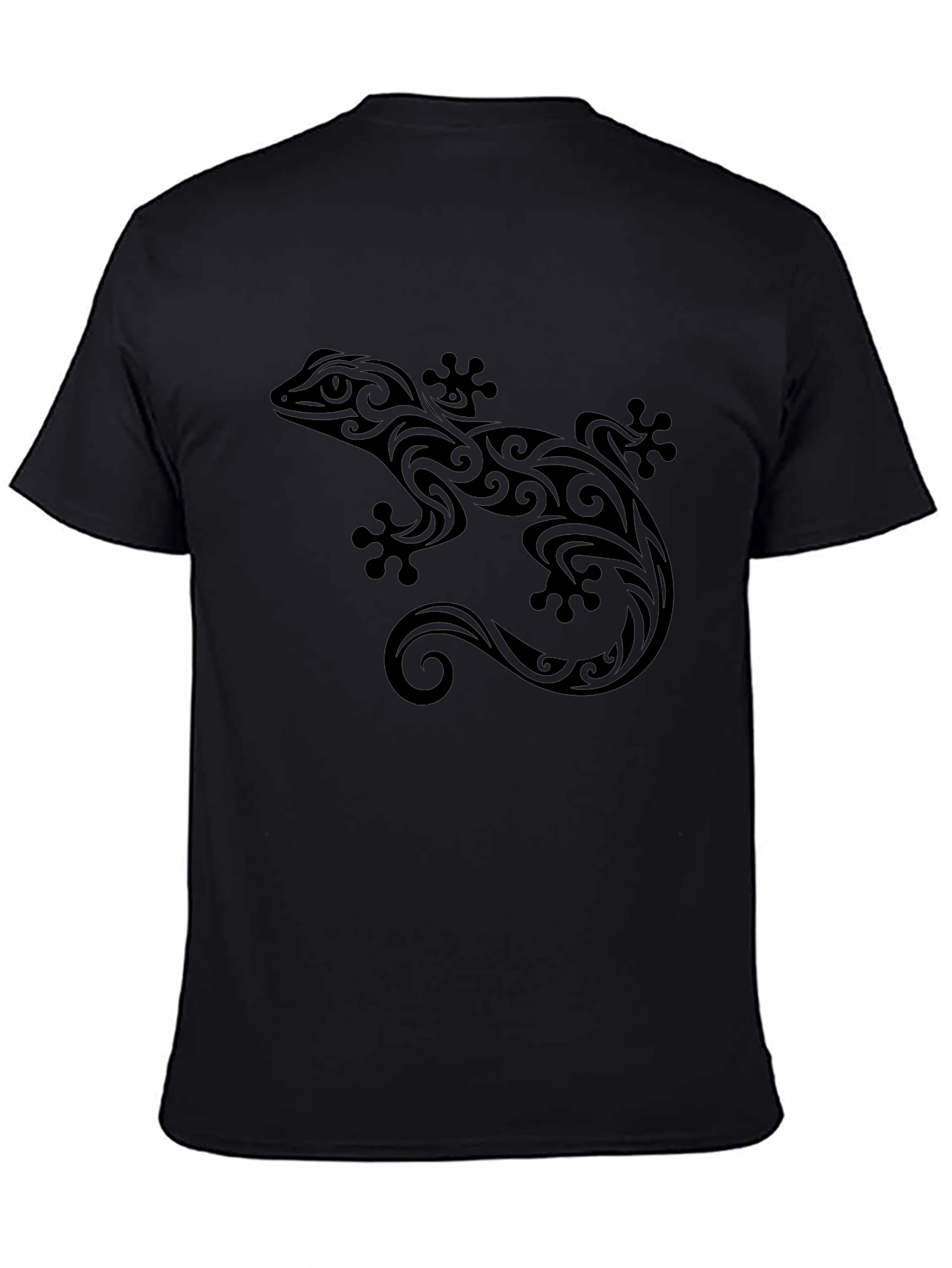 Tribal Gecko Graphic Tee - Stylish Black T-Shirt