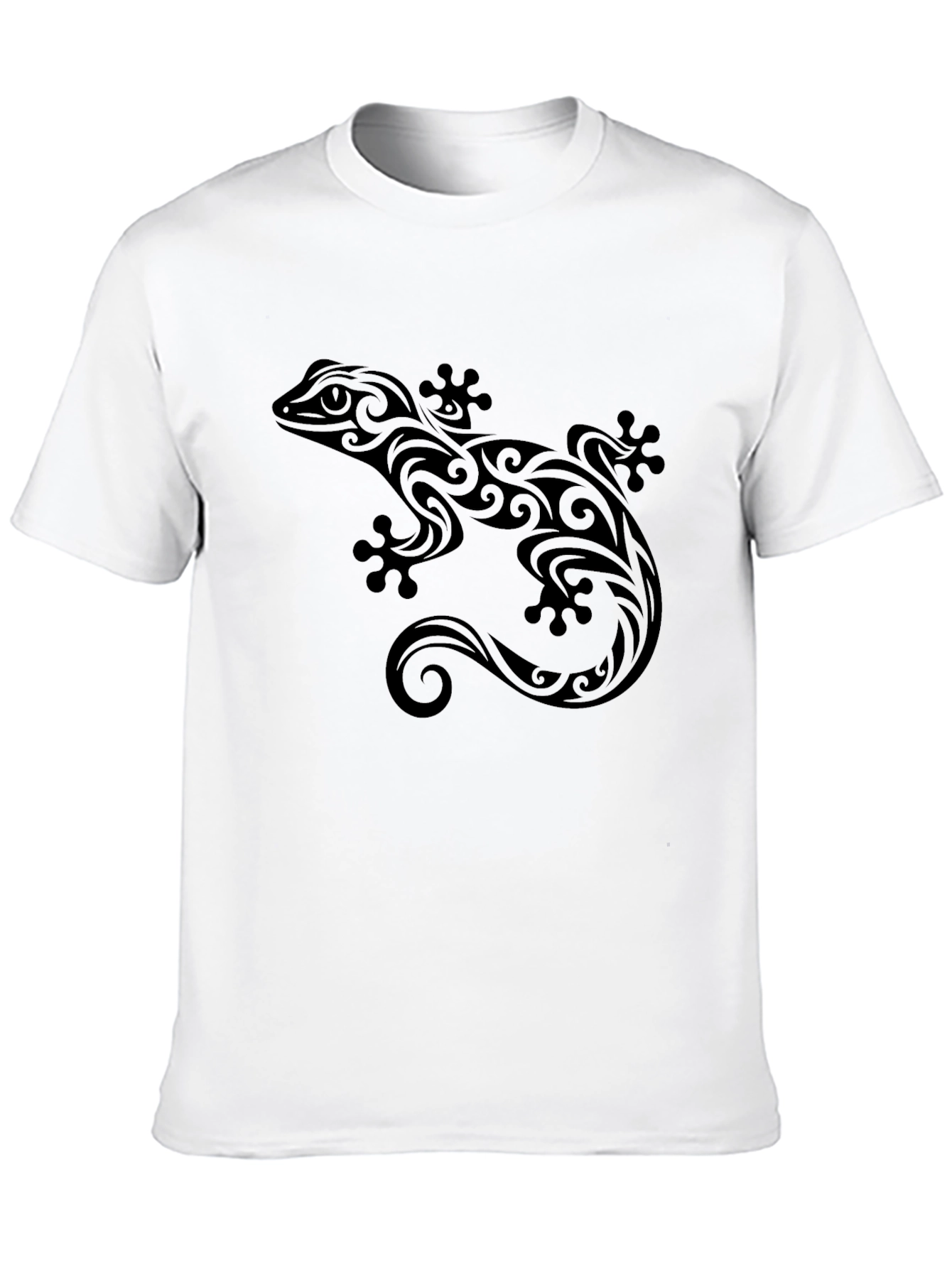 Tribal Gecko Graphic Tee - Stylish Black T-Shirt