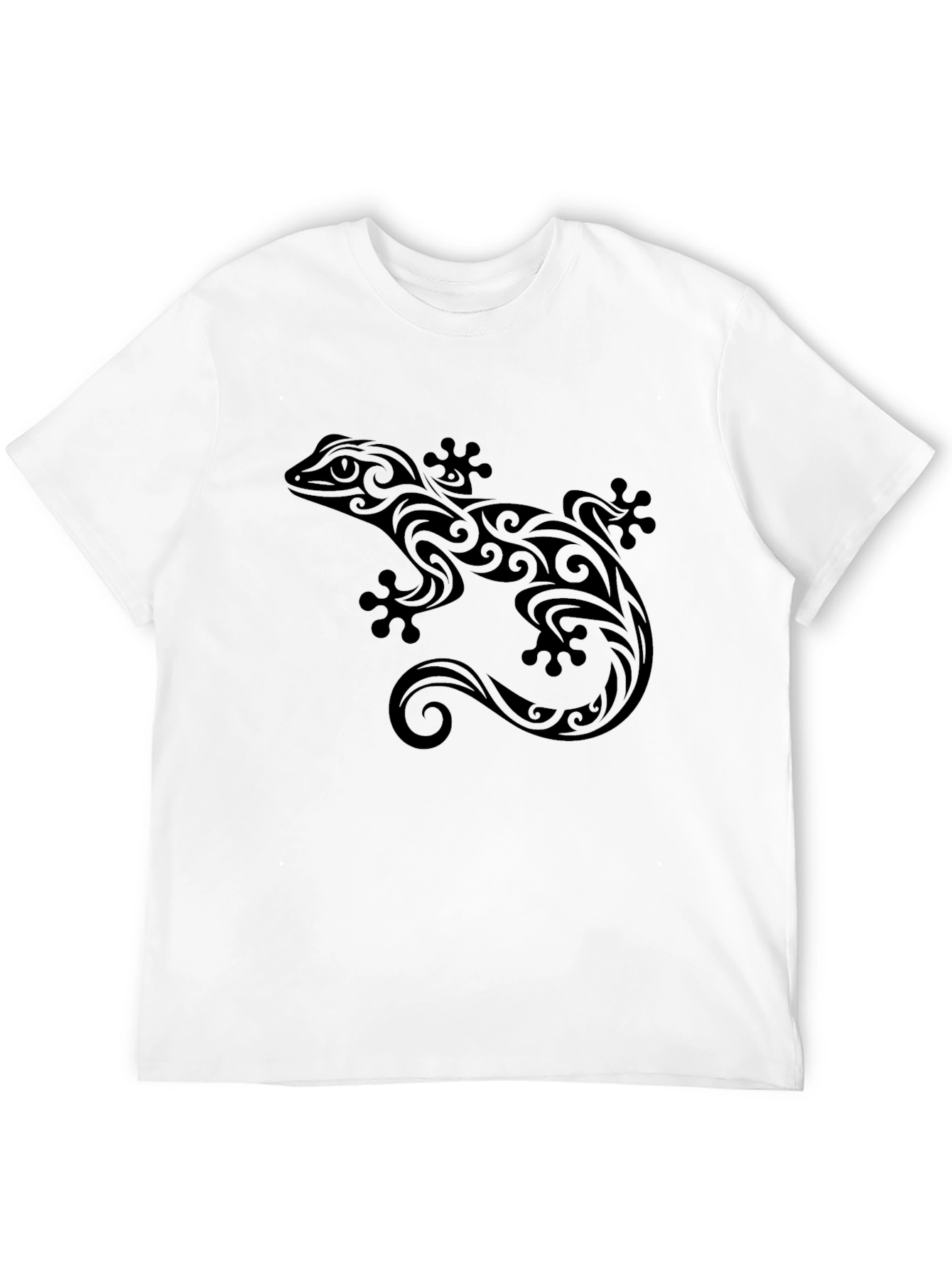 Tribal Gecko Graphic Tee - Stylish Black T-Shirt