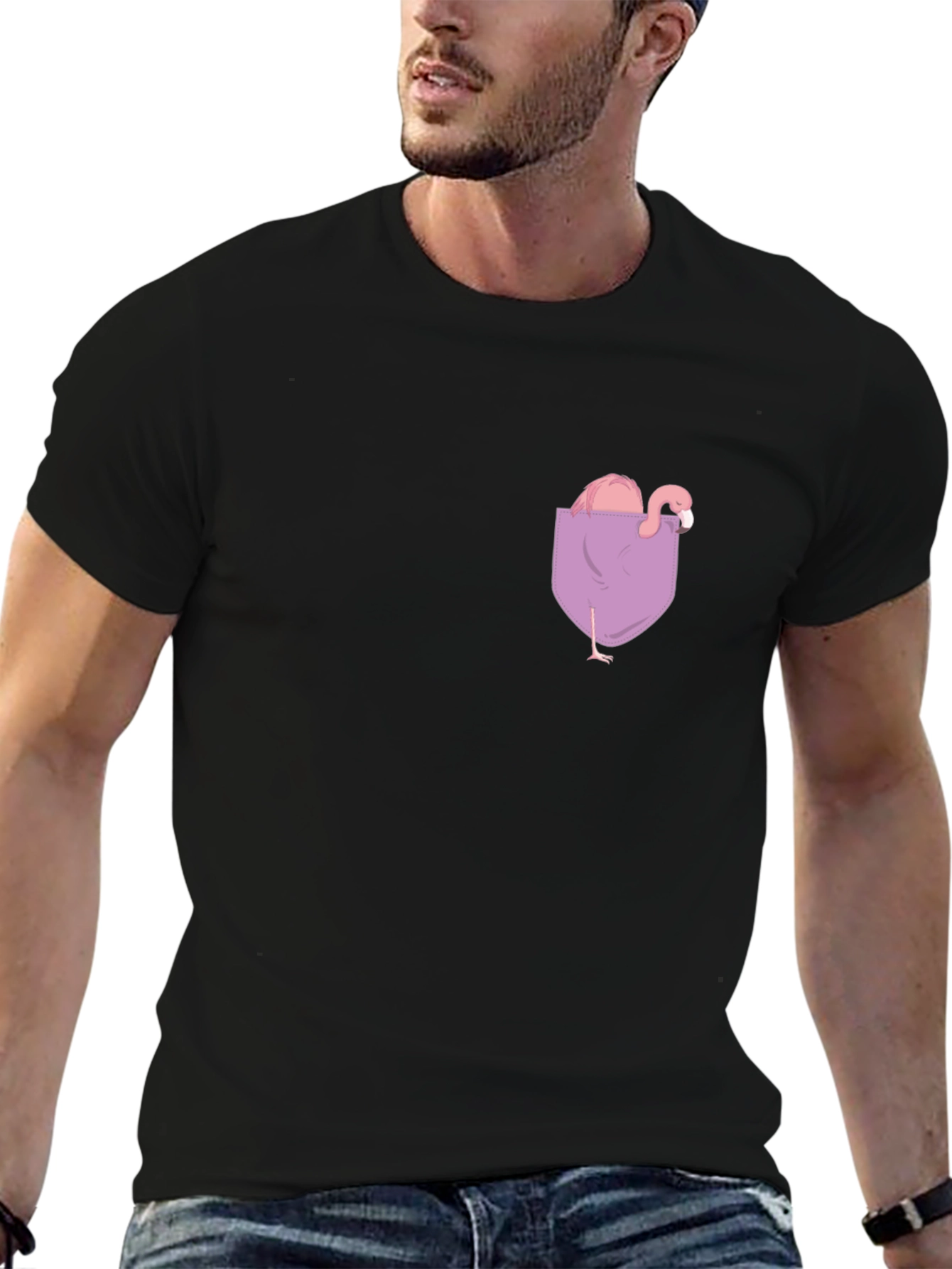 Flamingo Pocket Tee - Quirky & Fun Graphic T-Shirt