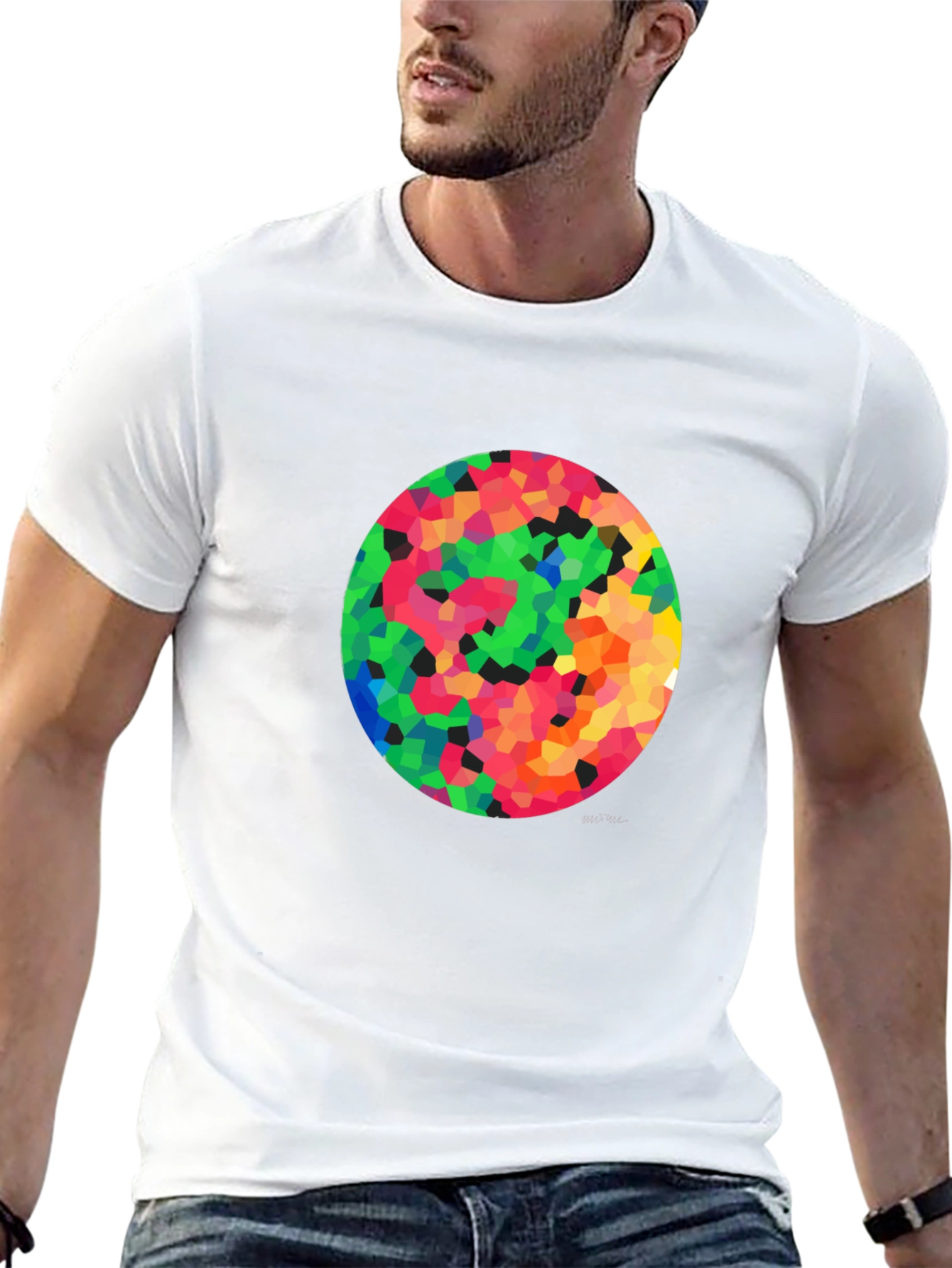 Mosaic Circle Graphic Black T-Shirt