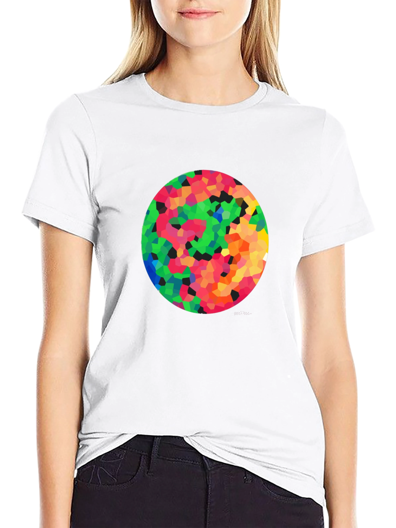 Mosaic Circle Graphic Black T-Shirt