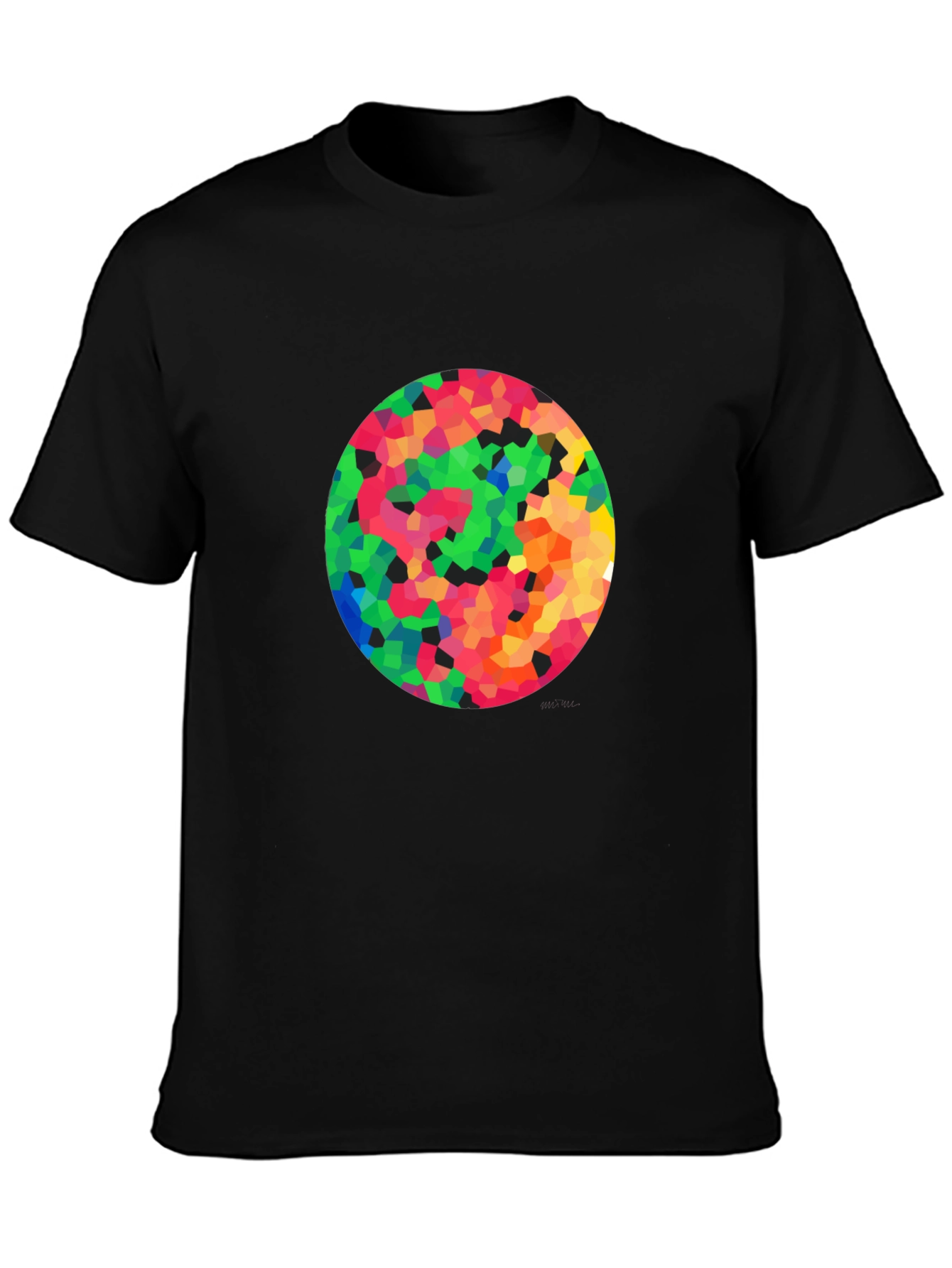 Mosaic Circle Graphic Black T-Shirt