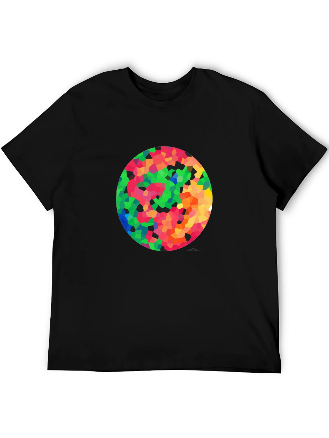 Mosaic Circle Graphic Black T-Shirt