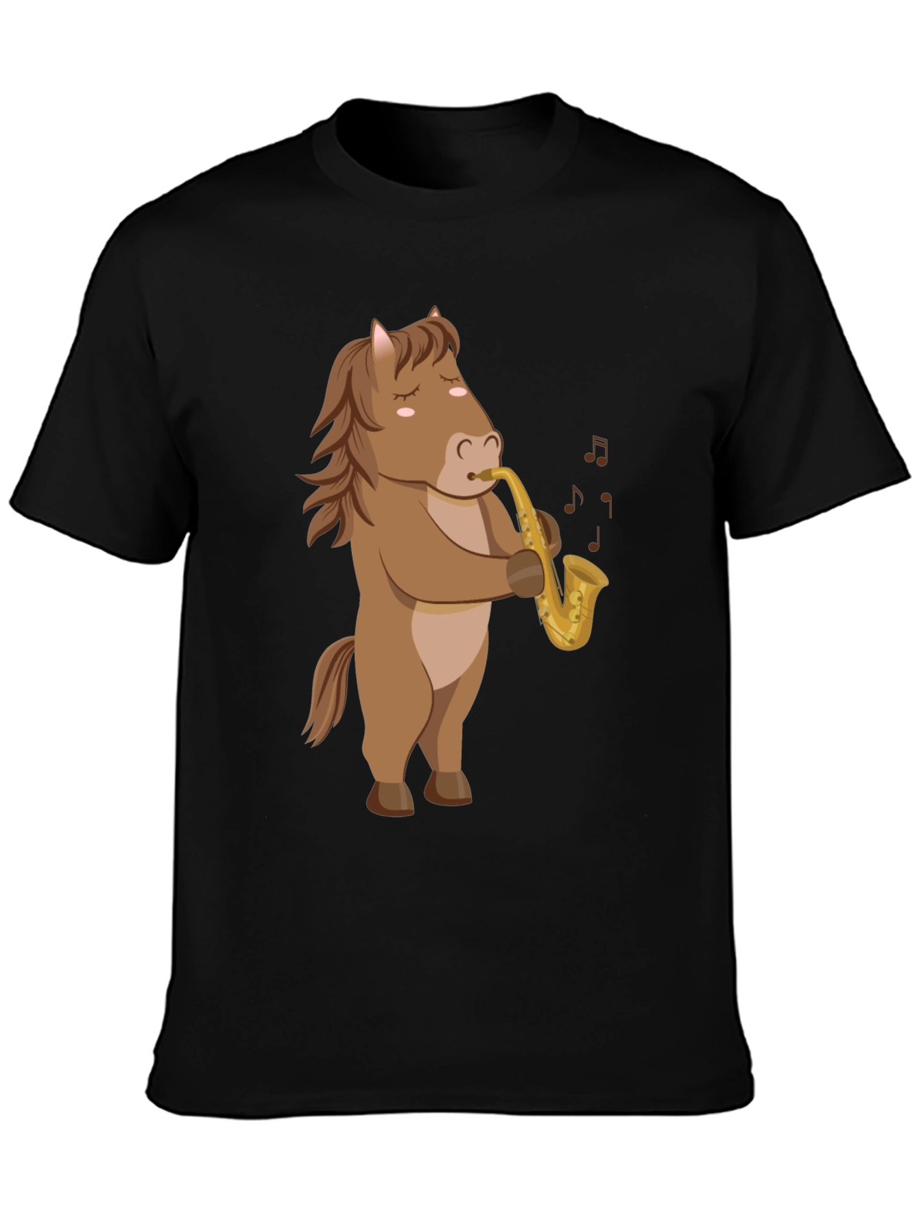 Horse Saxophone T-Shirt: Funny Cartoon Music Tee