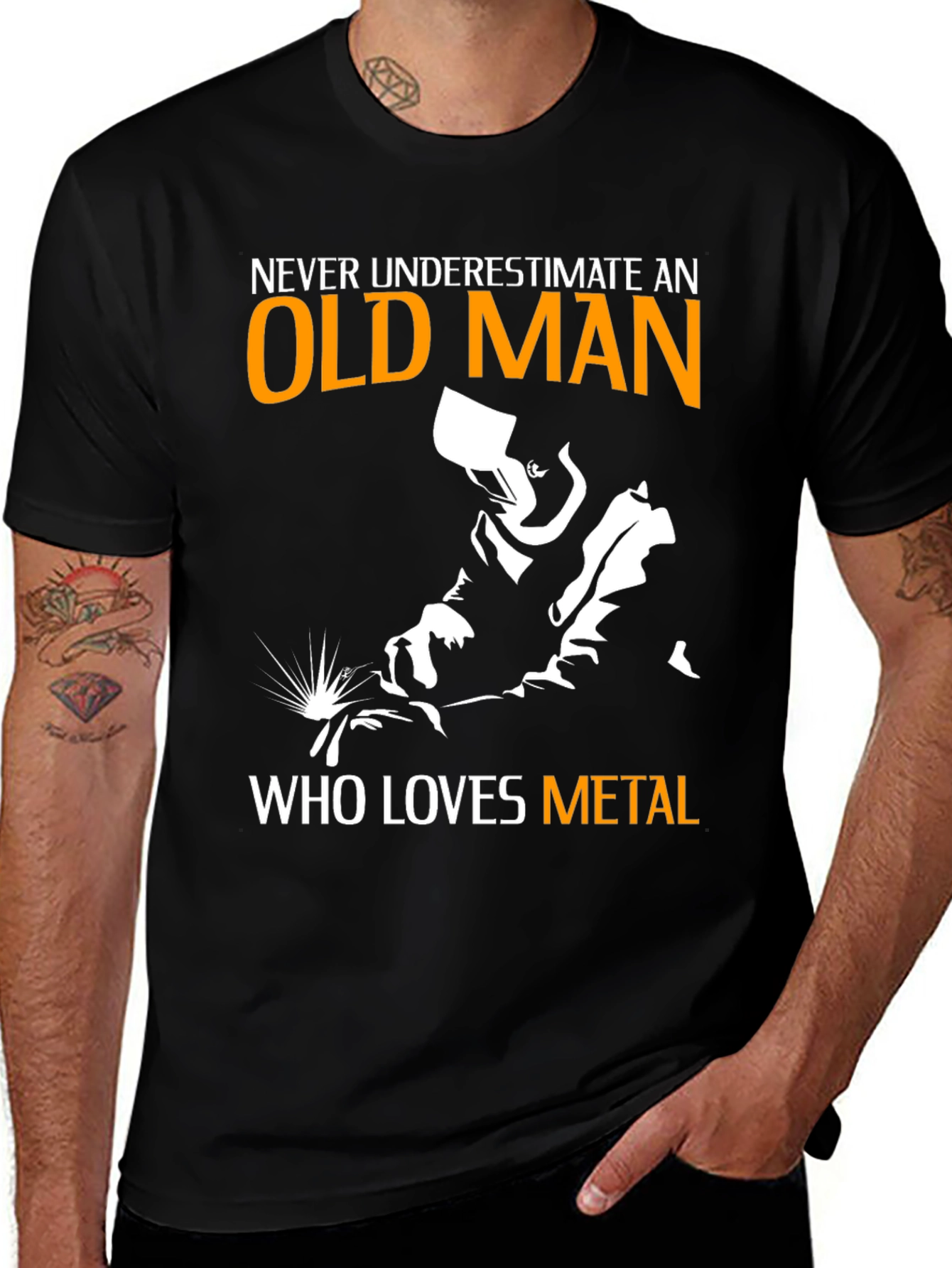 Old Man Metal Lover Black T-Shirt