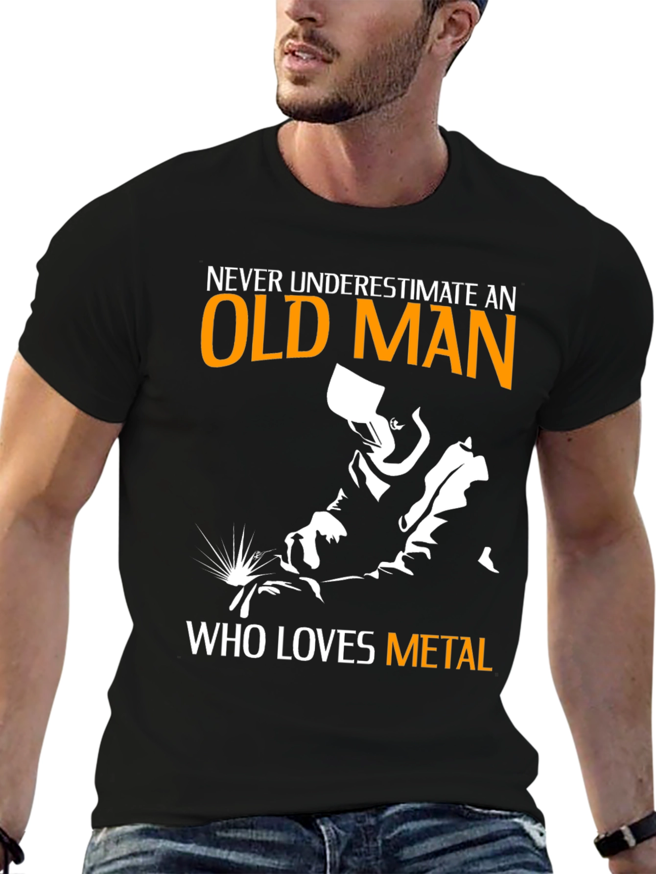 Old Man Metal Lover Black T-Shirt