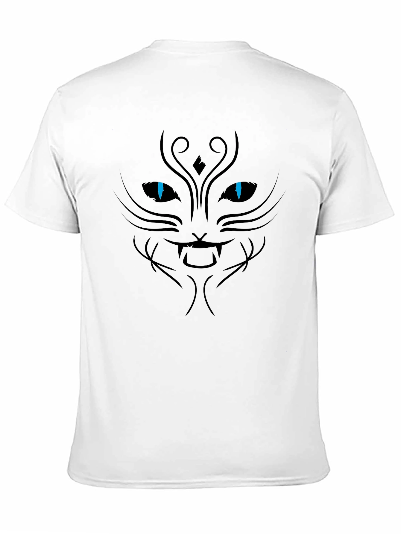 Mens Black T-Shirt with Cat Face Graphic