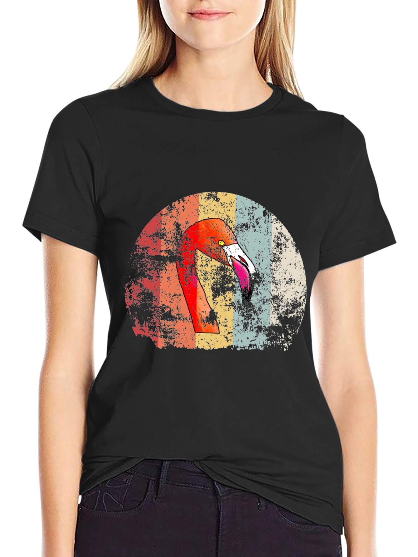 Retro Flamingo Graphic Print Tee