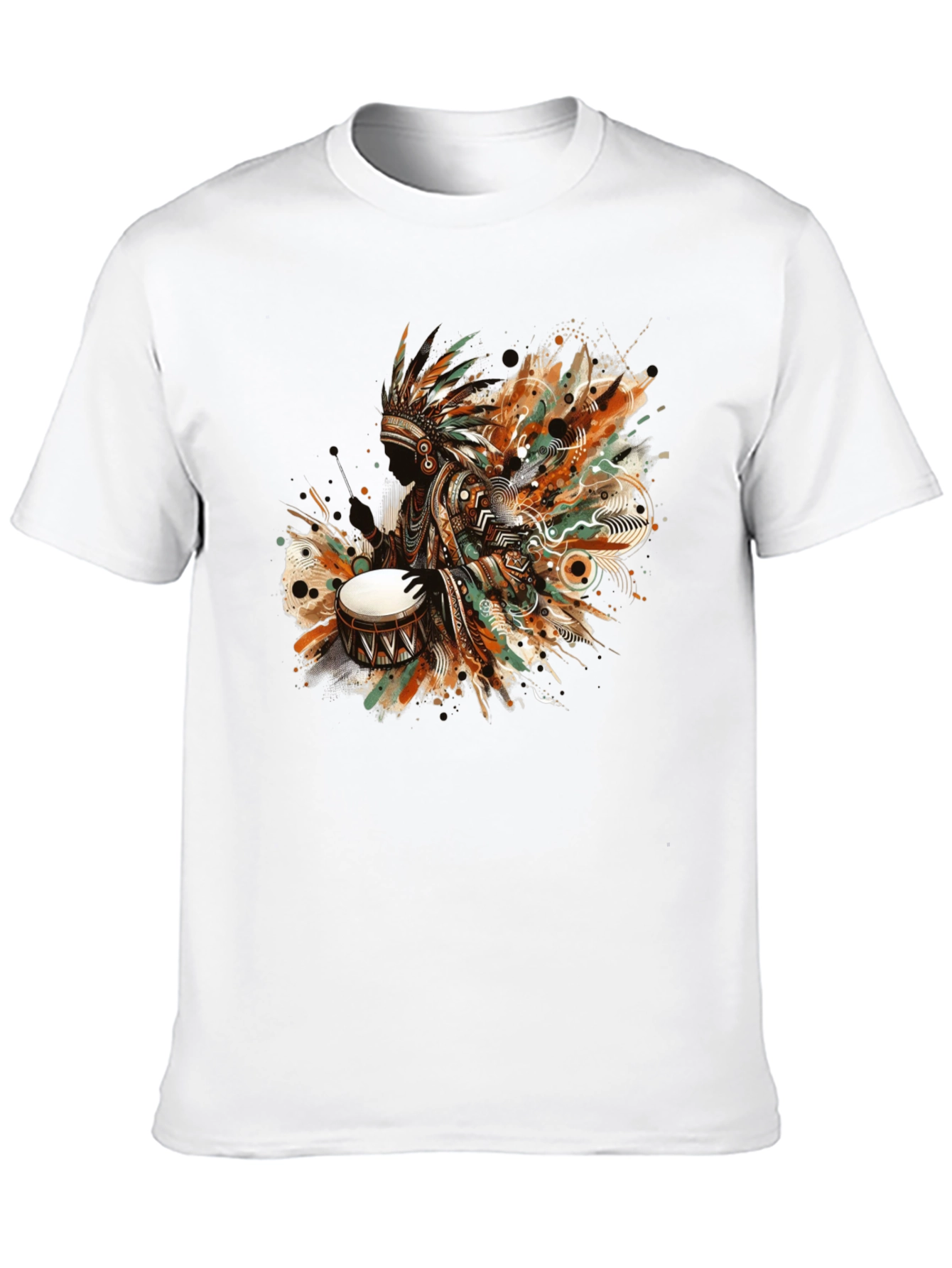 Native American Drummer Graphic Tee - Black