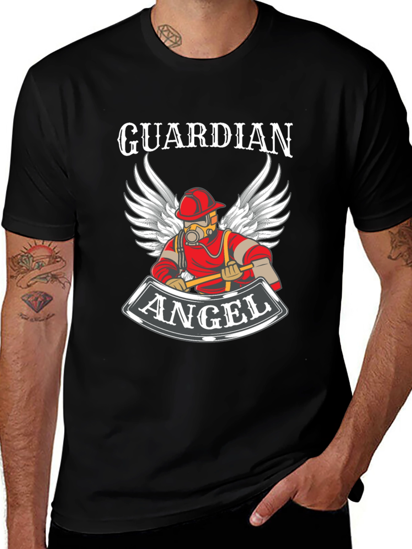 Guardian Angel Firefighter T-Shirt - Black