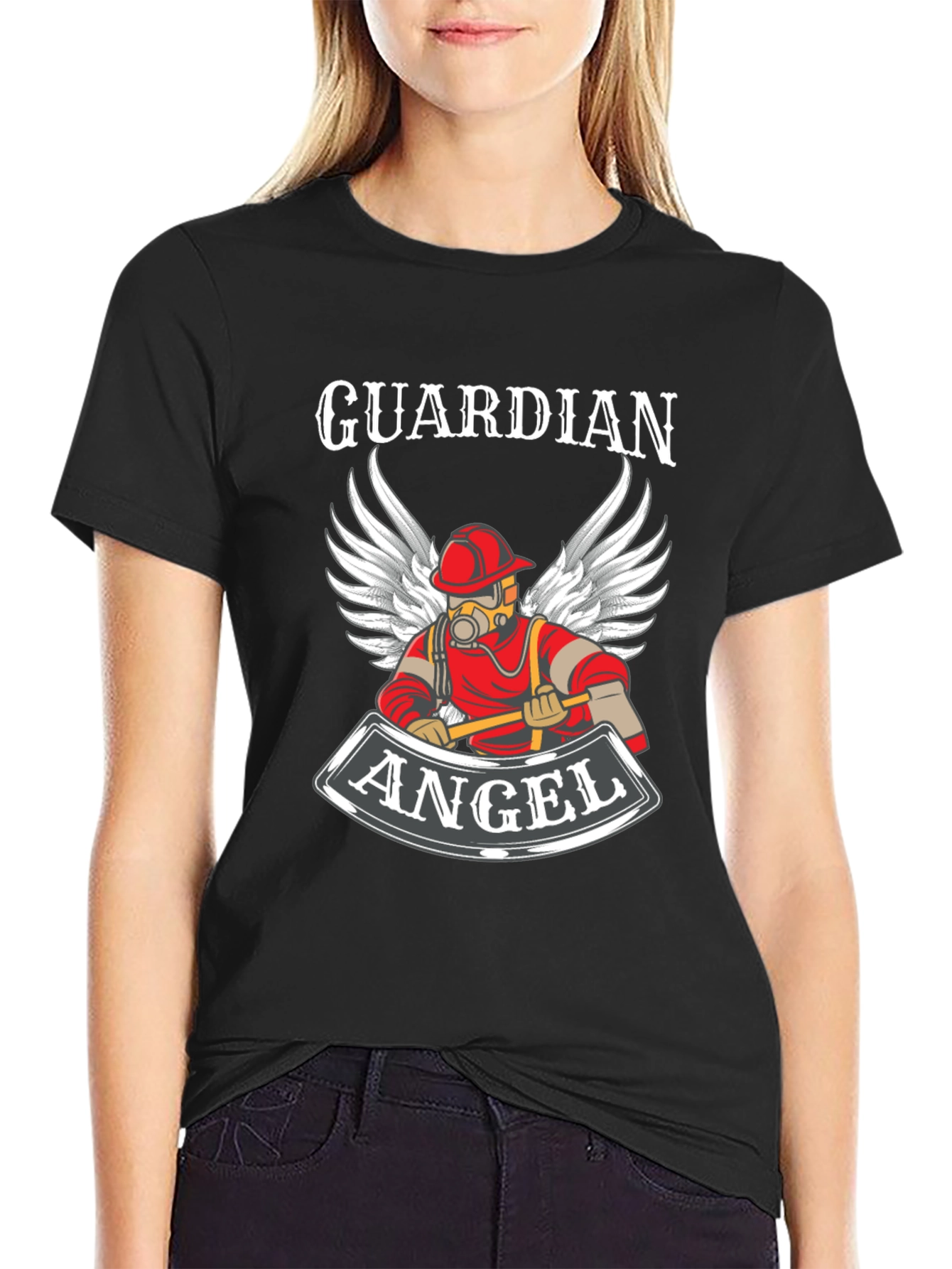 Guardian Angel Firefighter T-Shirt - Black