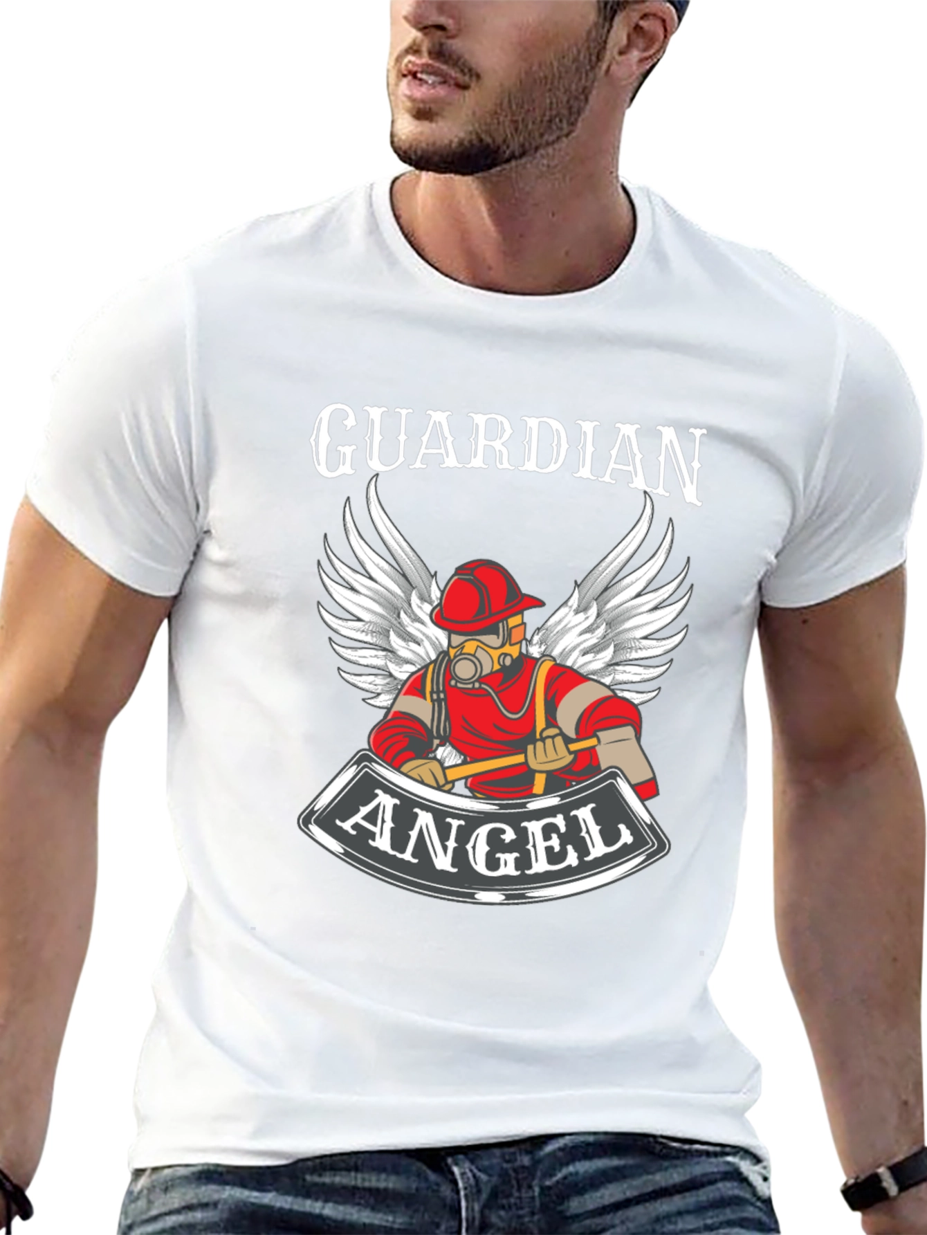 Guardian Angel Firefighter T-Shirt - Black