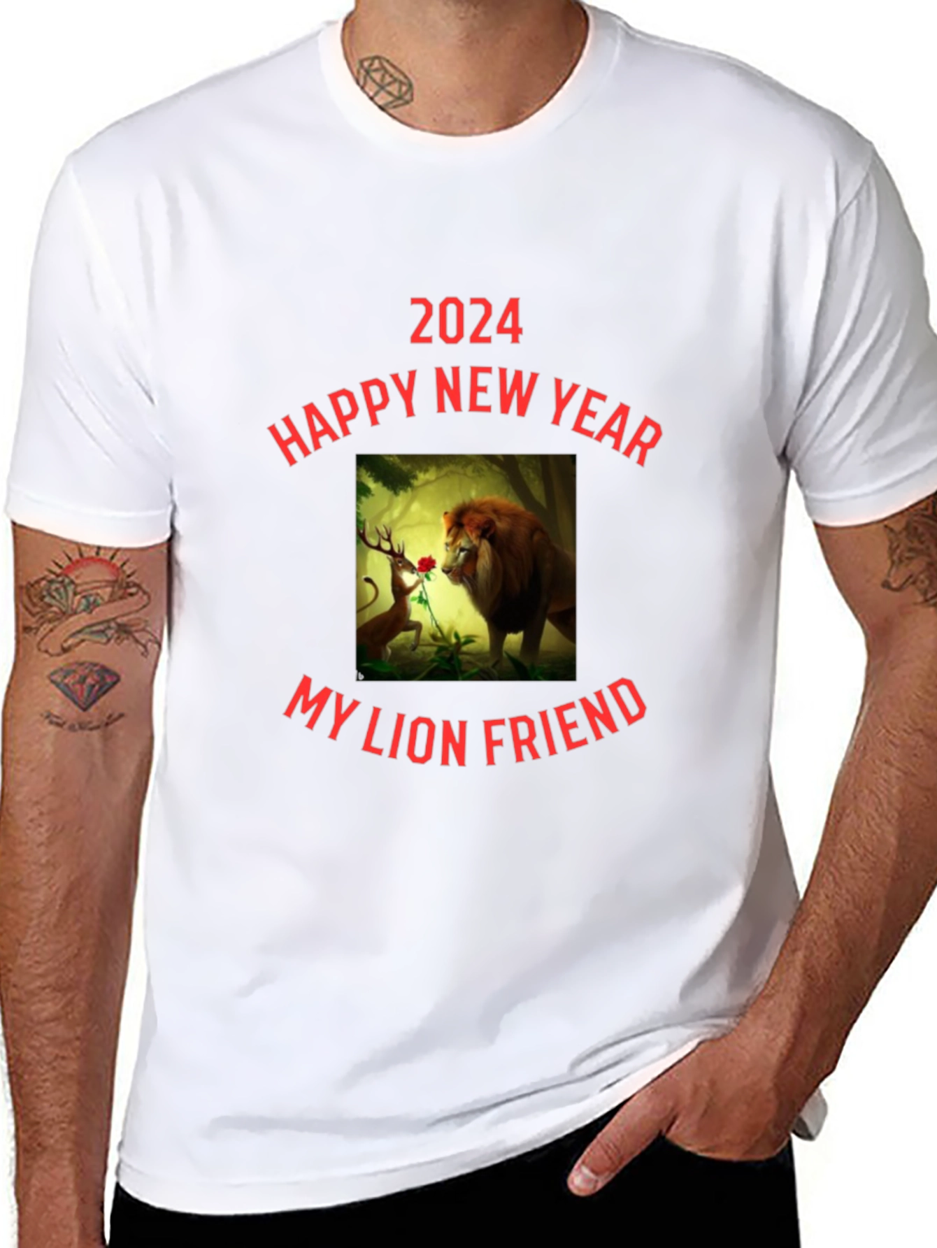 Happy New Year 2024 My Lion Friend Graphic Tee