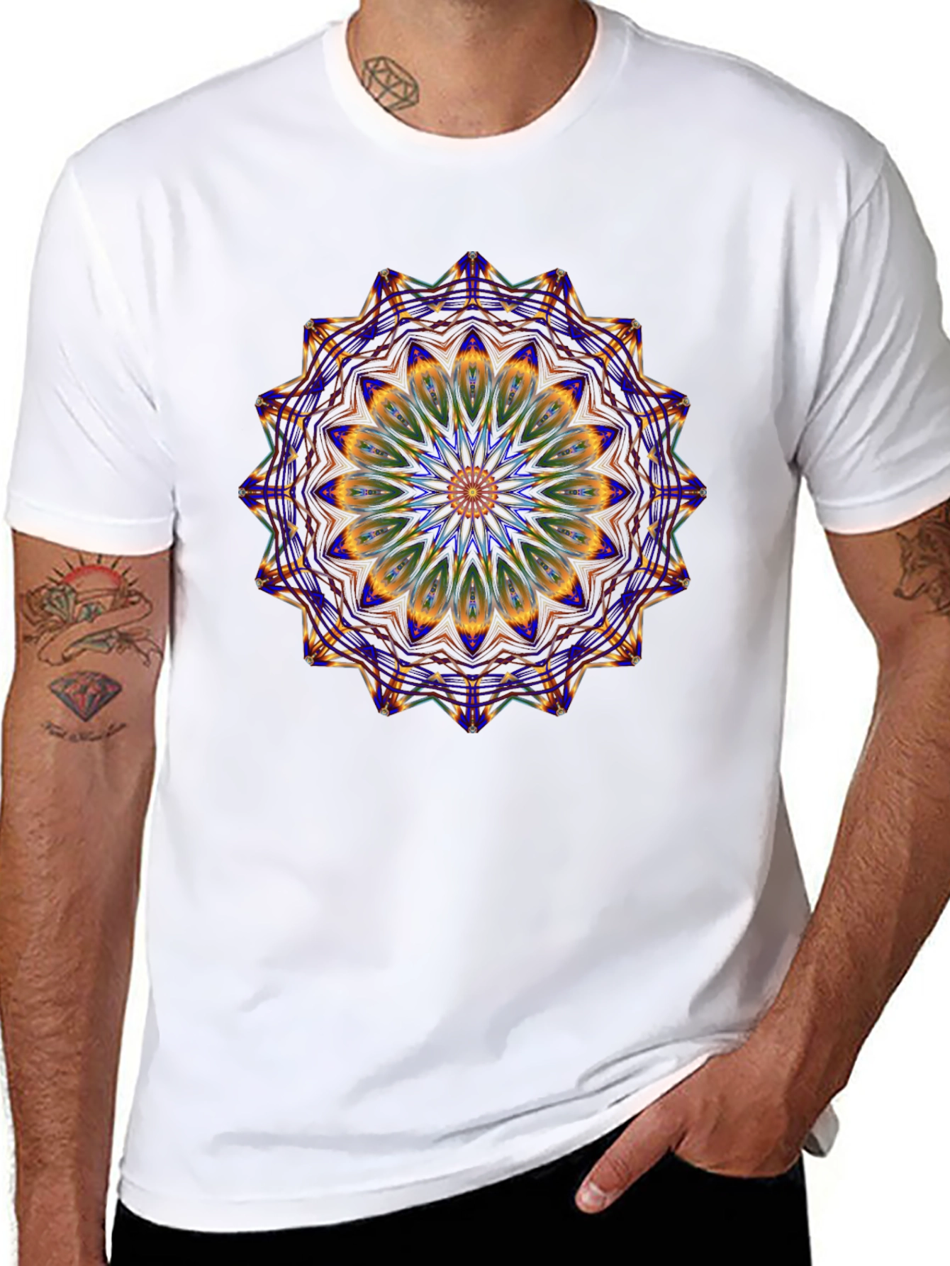 Abstract Mandala Graphic Print Mens T-Shirt