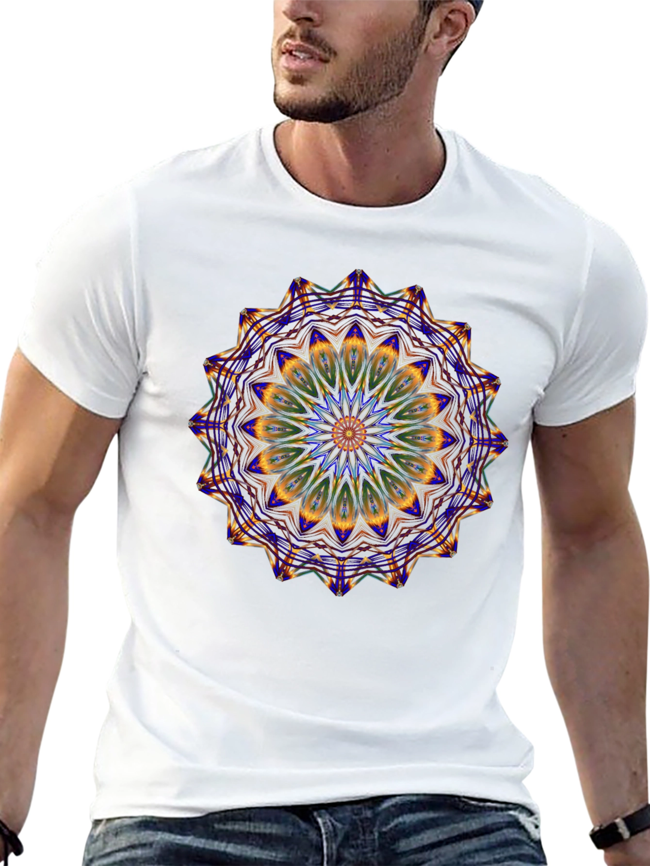 Abstract Mandala Graphic Print Mens T-Shirt