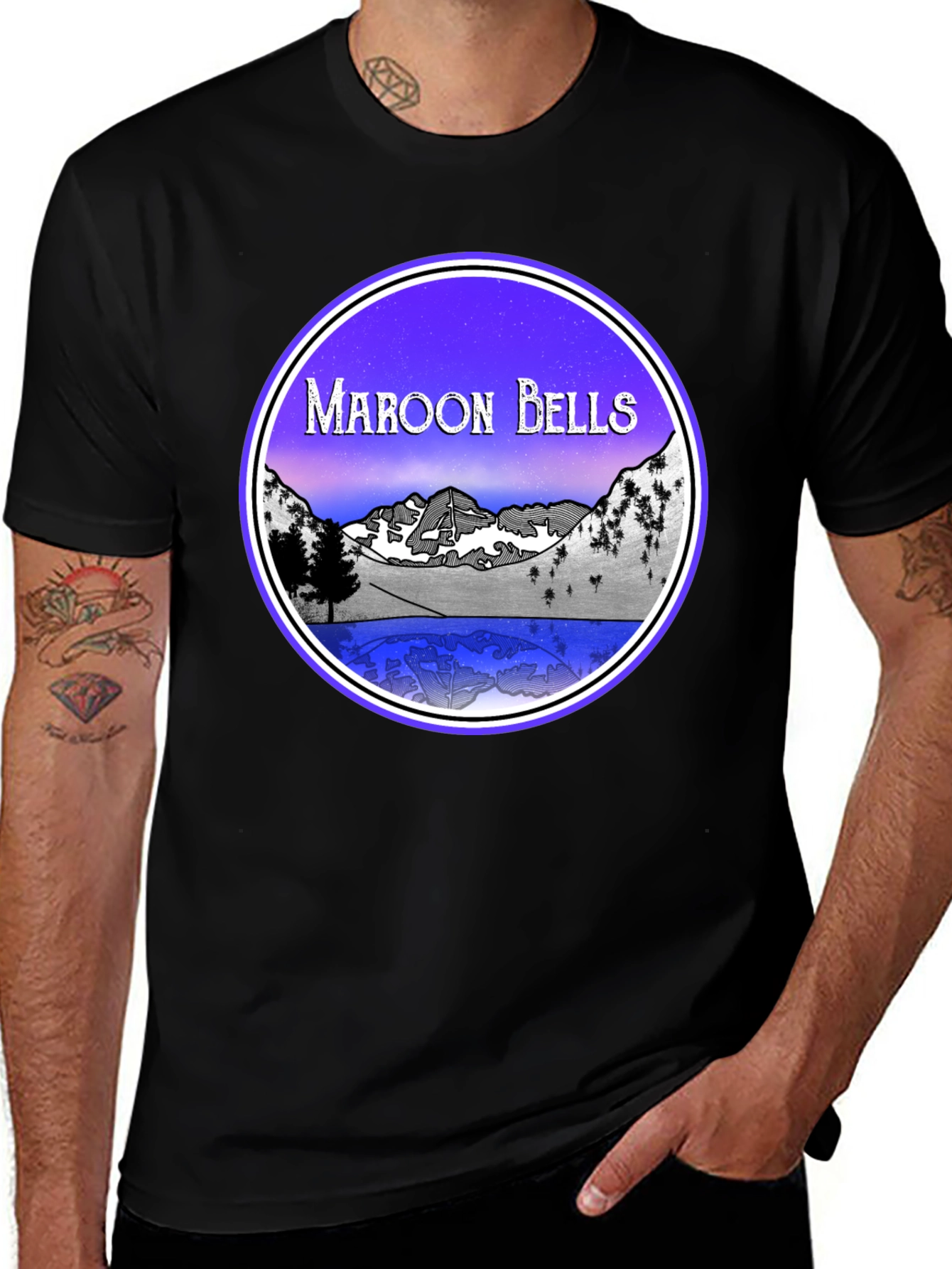 Maroon Bells Graphic Tee - Mountain Lake Scene