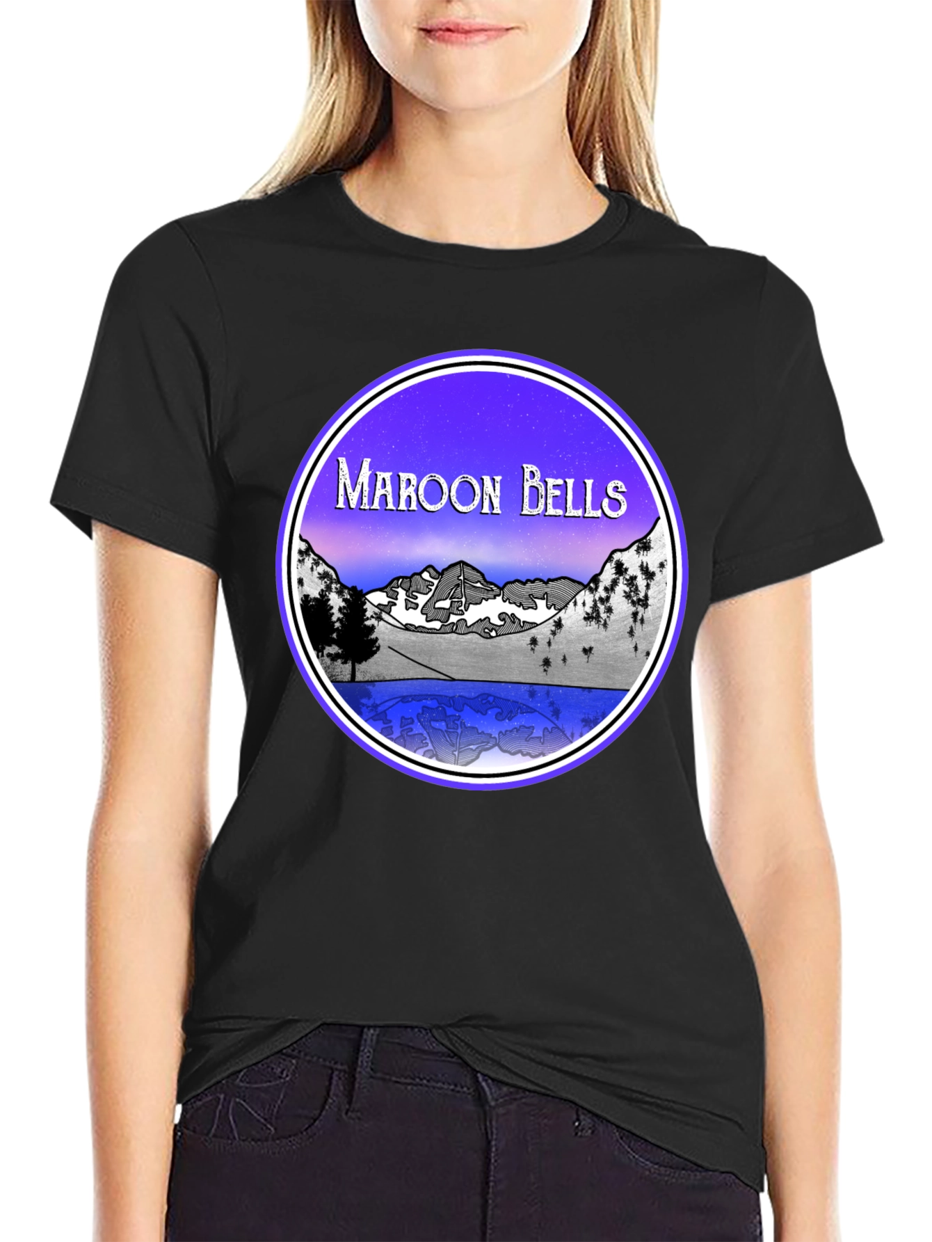 Maroon Bells Graphic Tee - Mountain Lake Scene